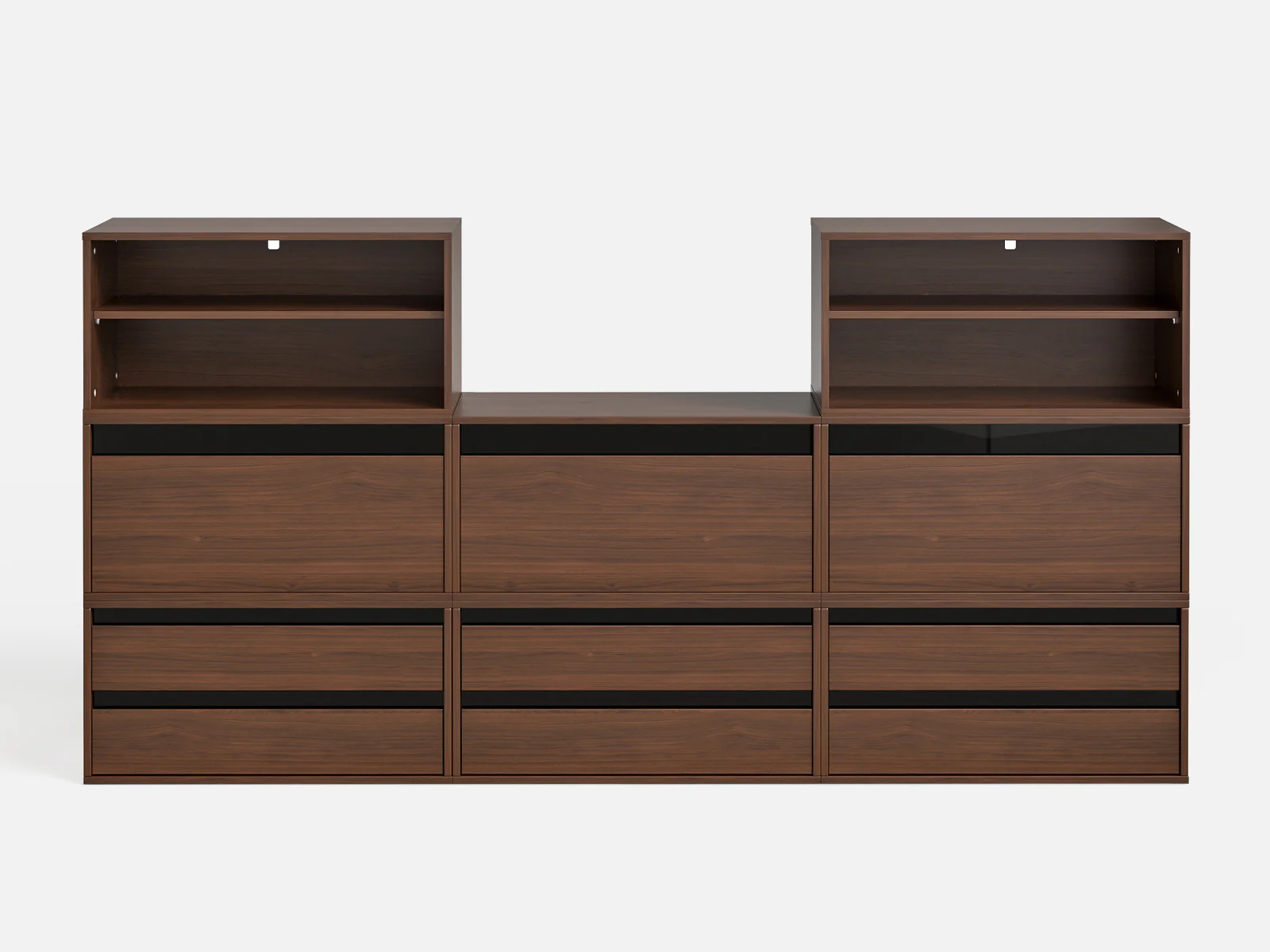 CABIK I 2 Open & 3 Single-Drawer & 3 Double-Drawer Cabinet