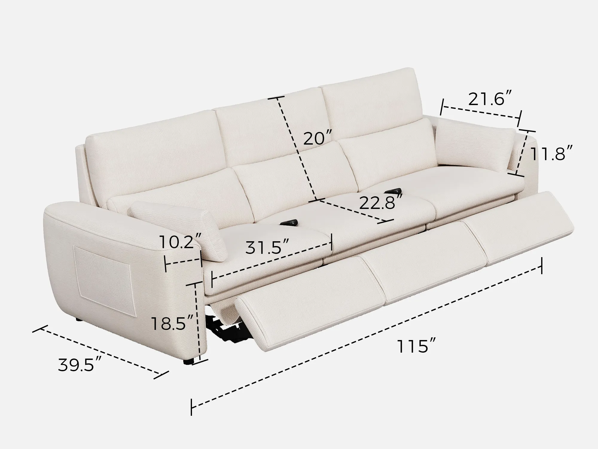 DRIFT 3-Seat Power Reclining Modular Couch - Image 25