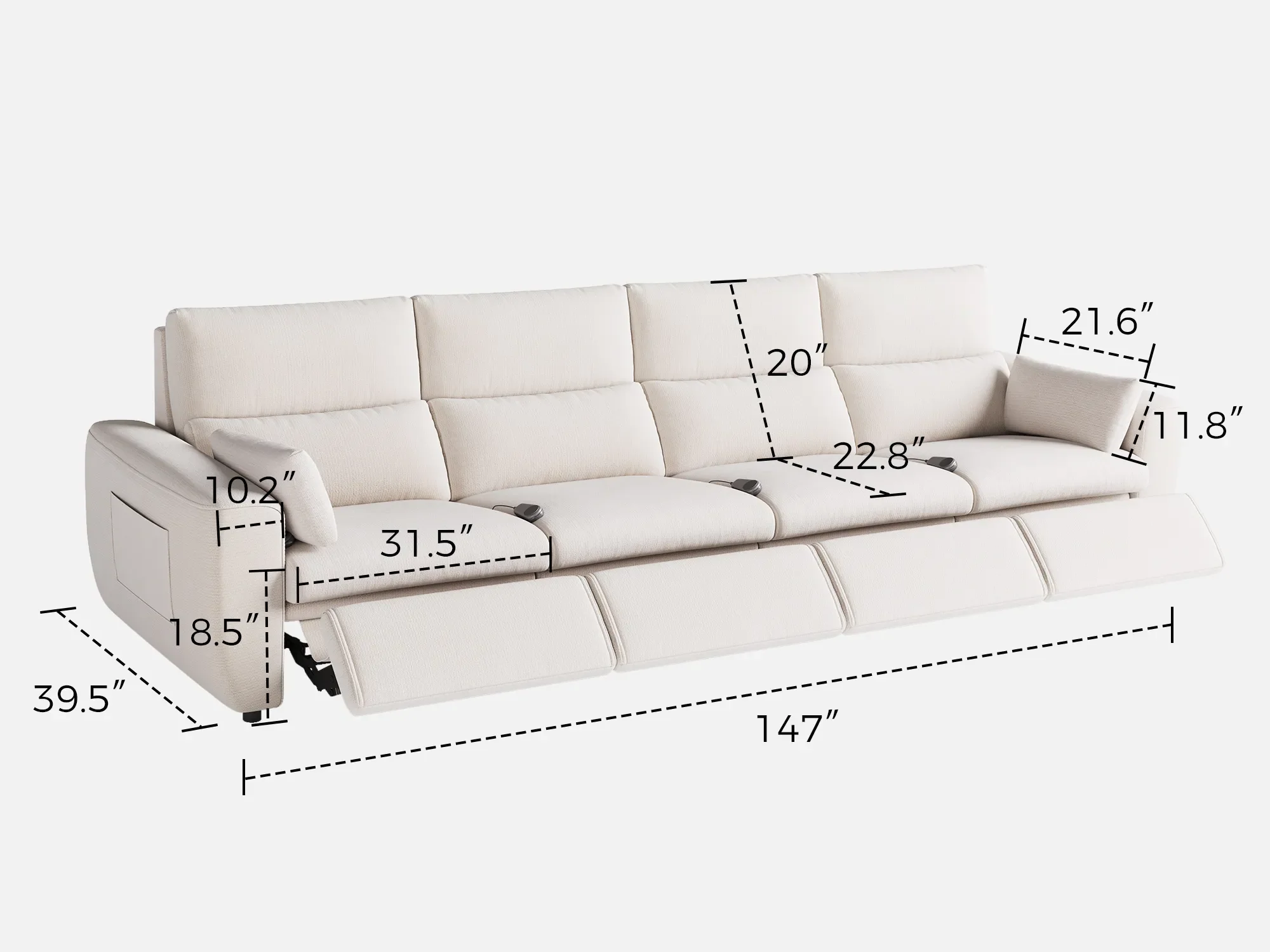 DRIFT 4-Seat Power Reclining Modular Couch - Image 25
