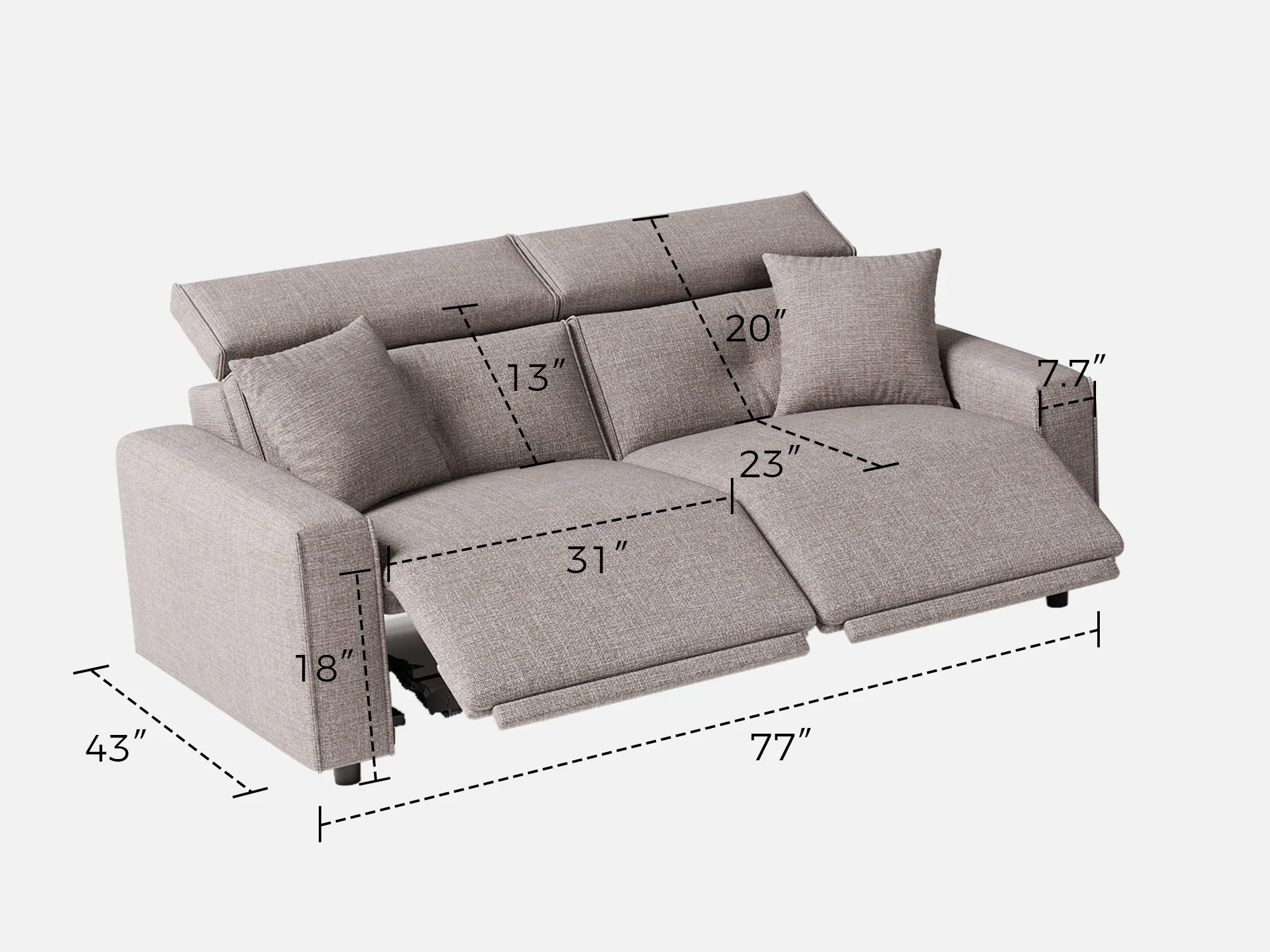 FLOAT 2-Seat Power Reclining Modular Couch - Image 17