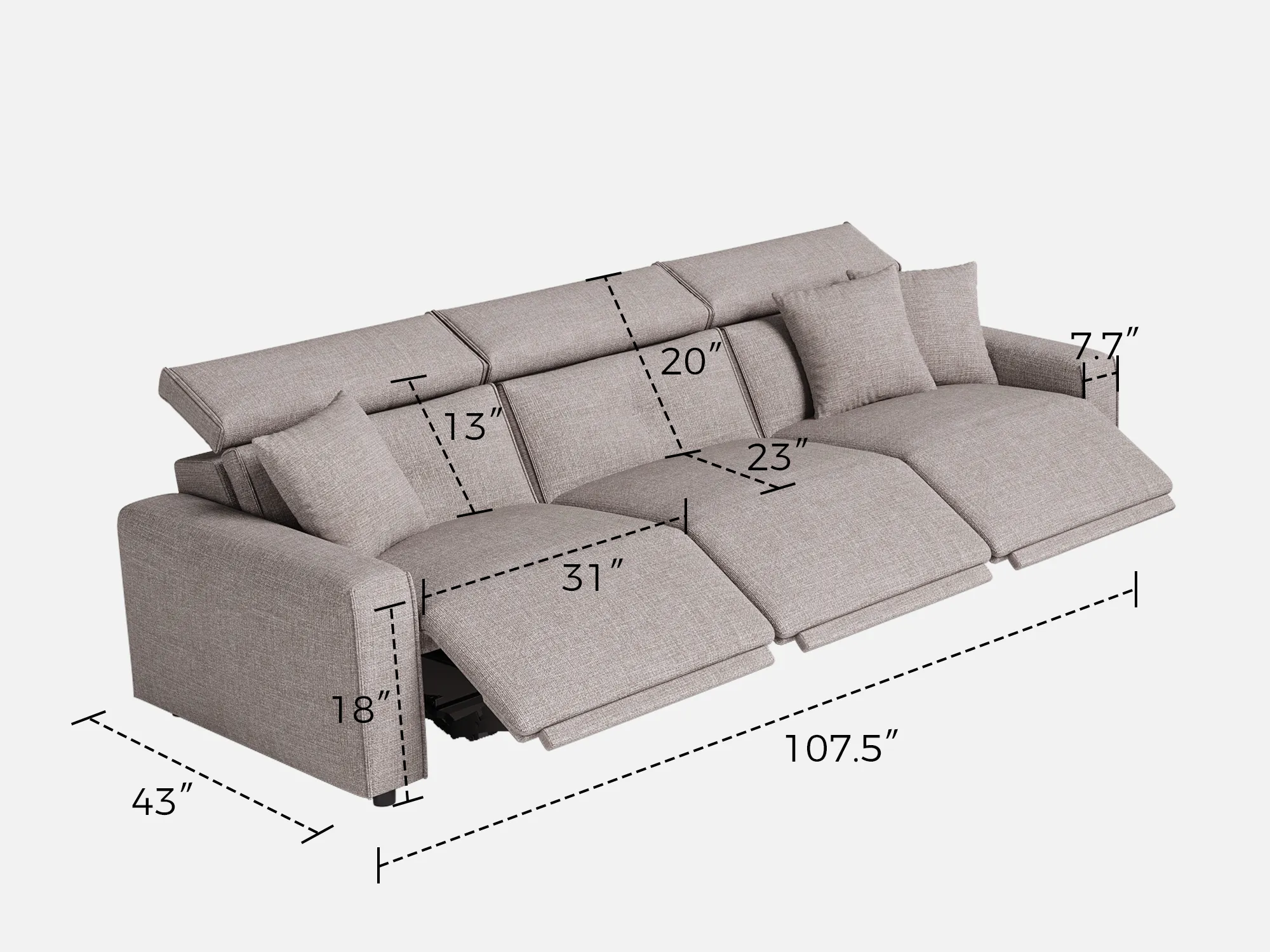 FLOAT 3-Seat Power Reclining Modular Couch - Image 19