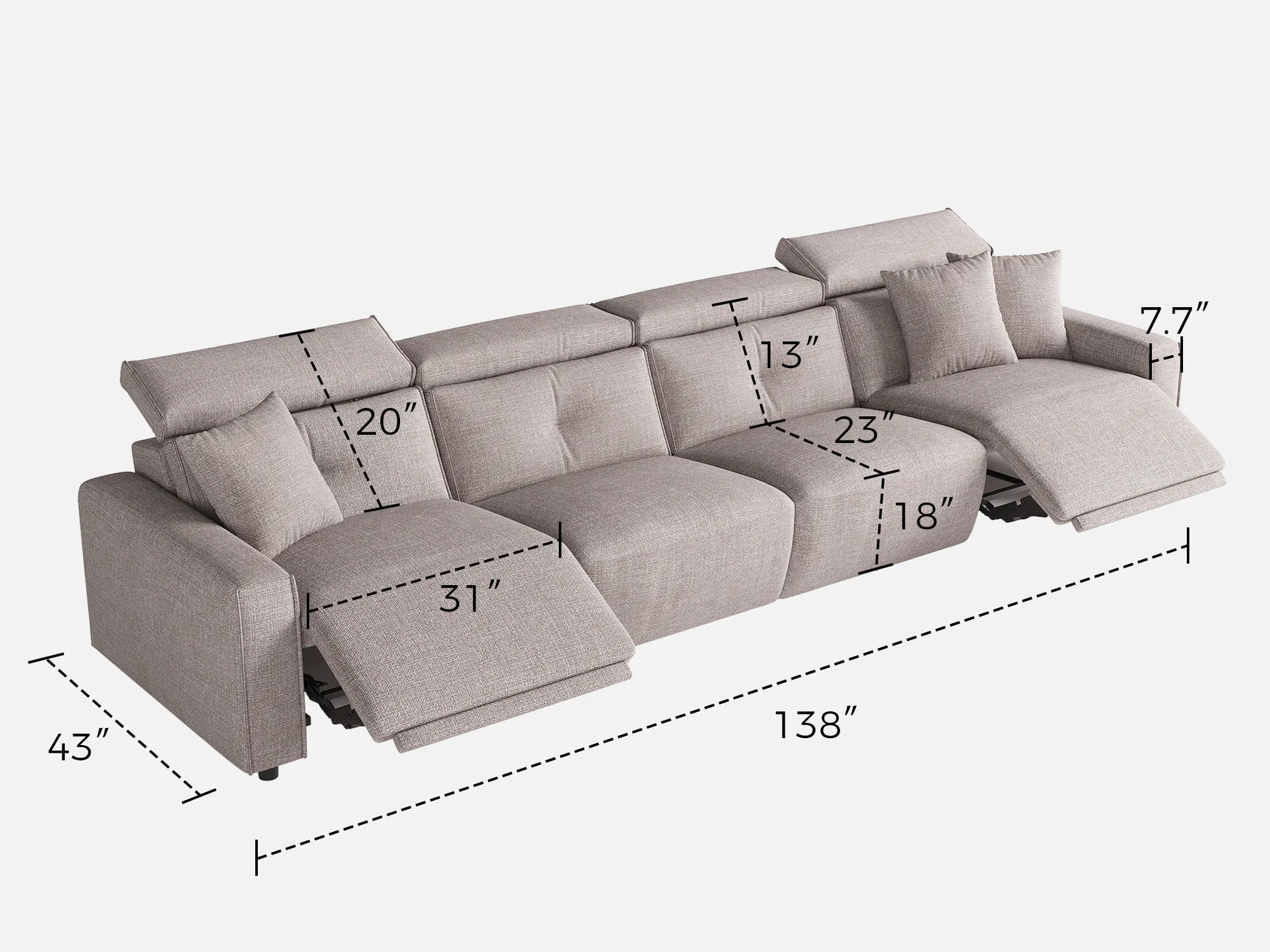FLOAT 4-Seat Power Reclining Modular Couch - Image 19