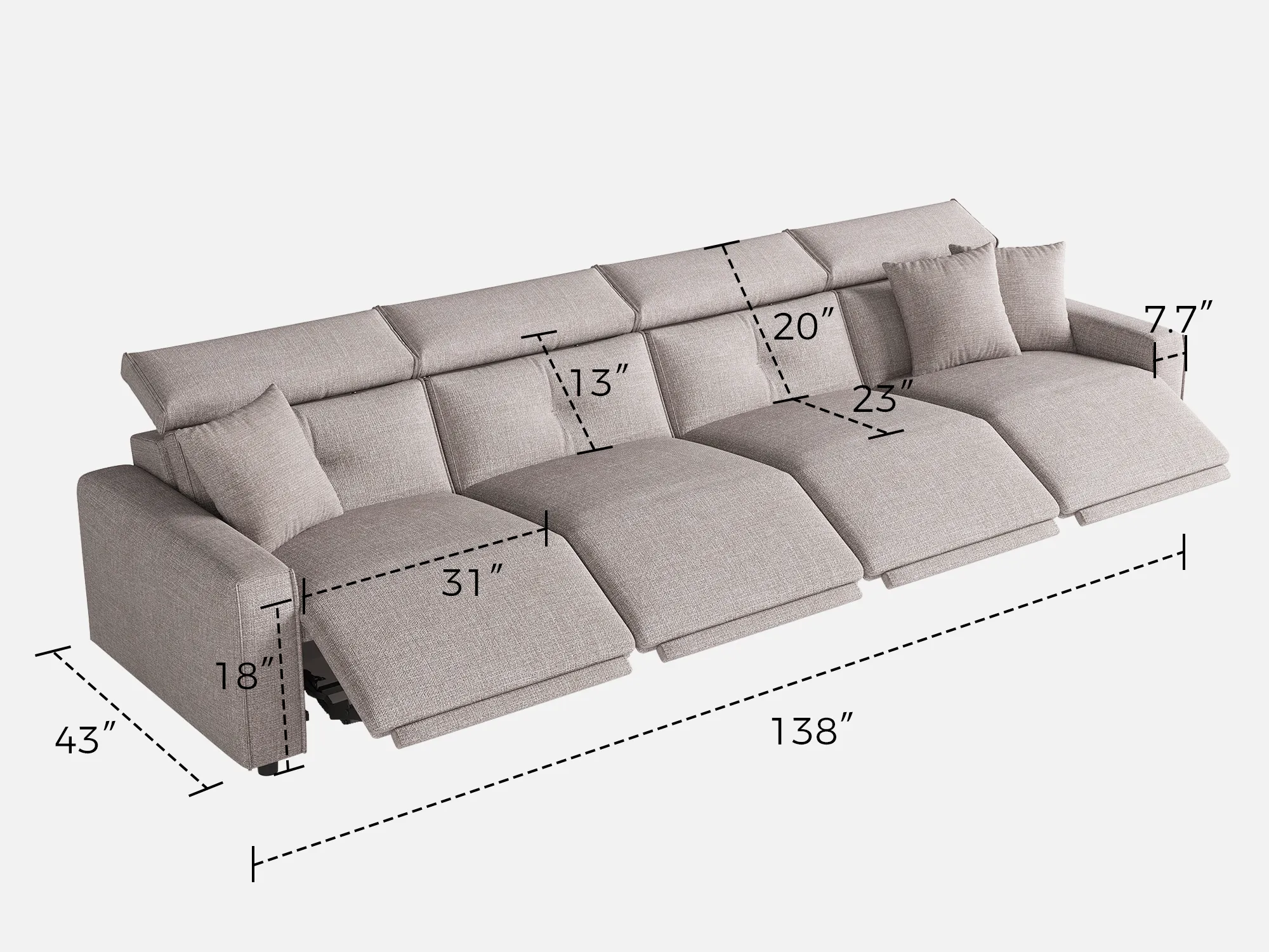 FLOAT 4-Seat Power Reclining Modular Couch - Image 20