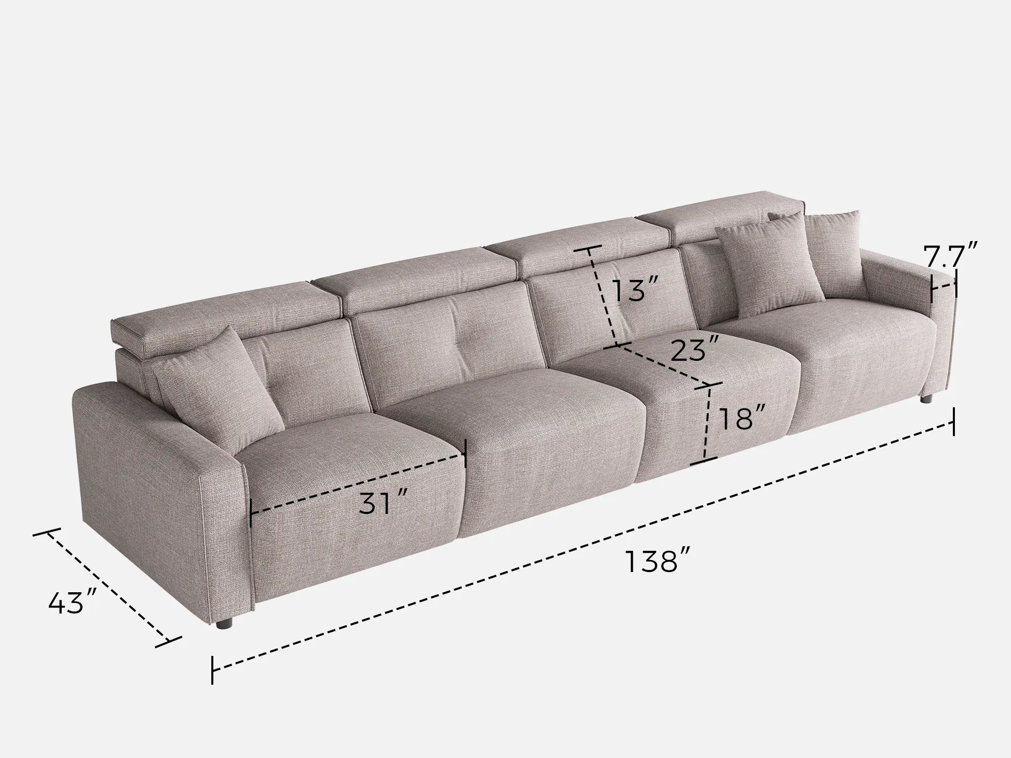 FLOAT 4-Seat Power Reclining Modular Couch - Image 21