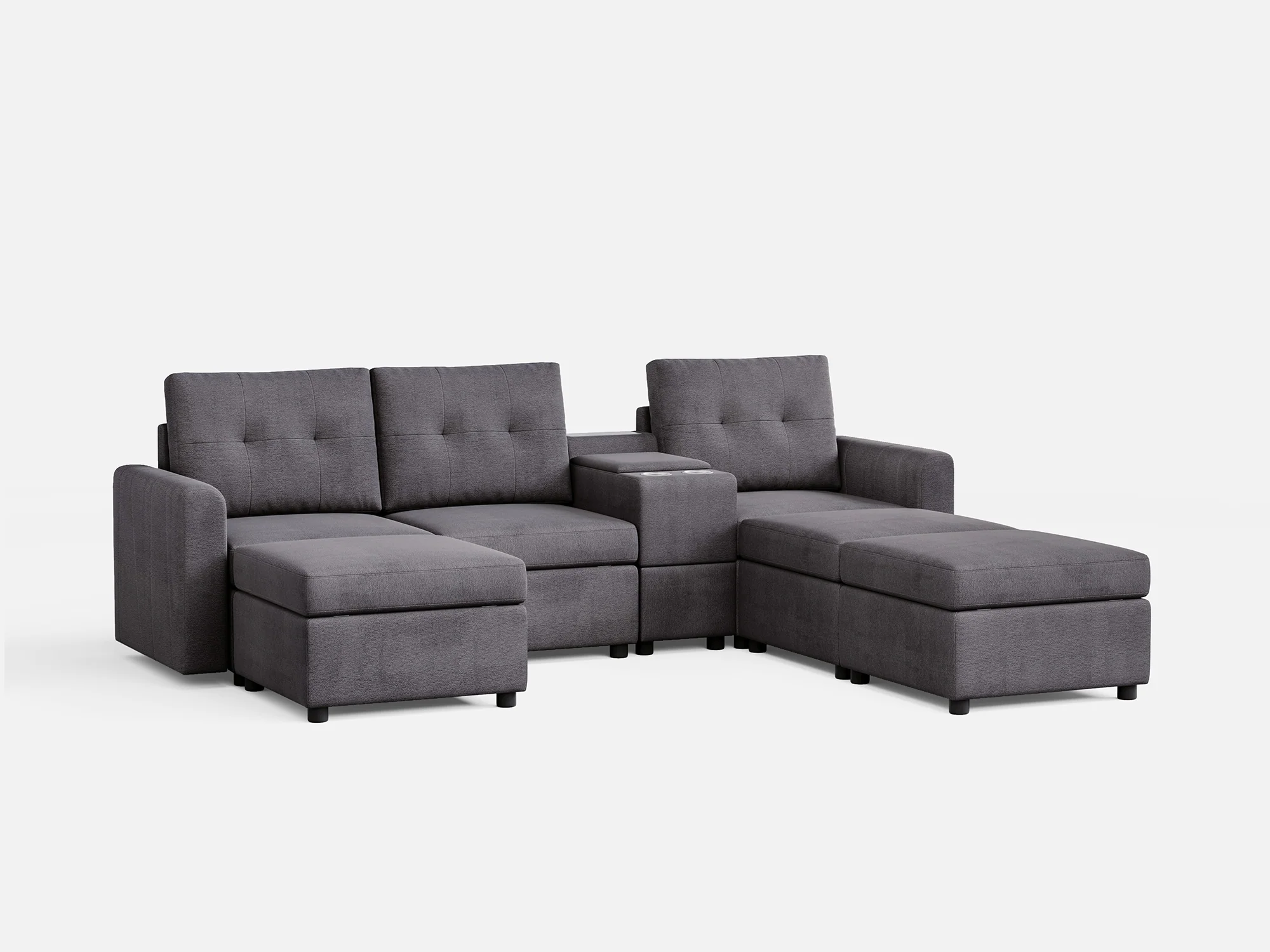 RUBIK III 3 Seats with 3 Ottomans & Console - Image 5