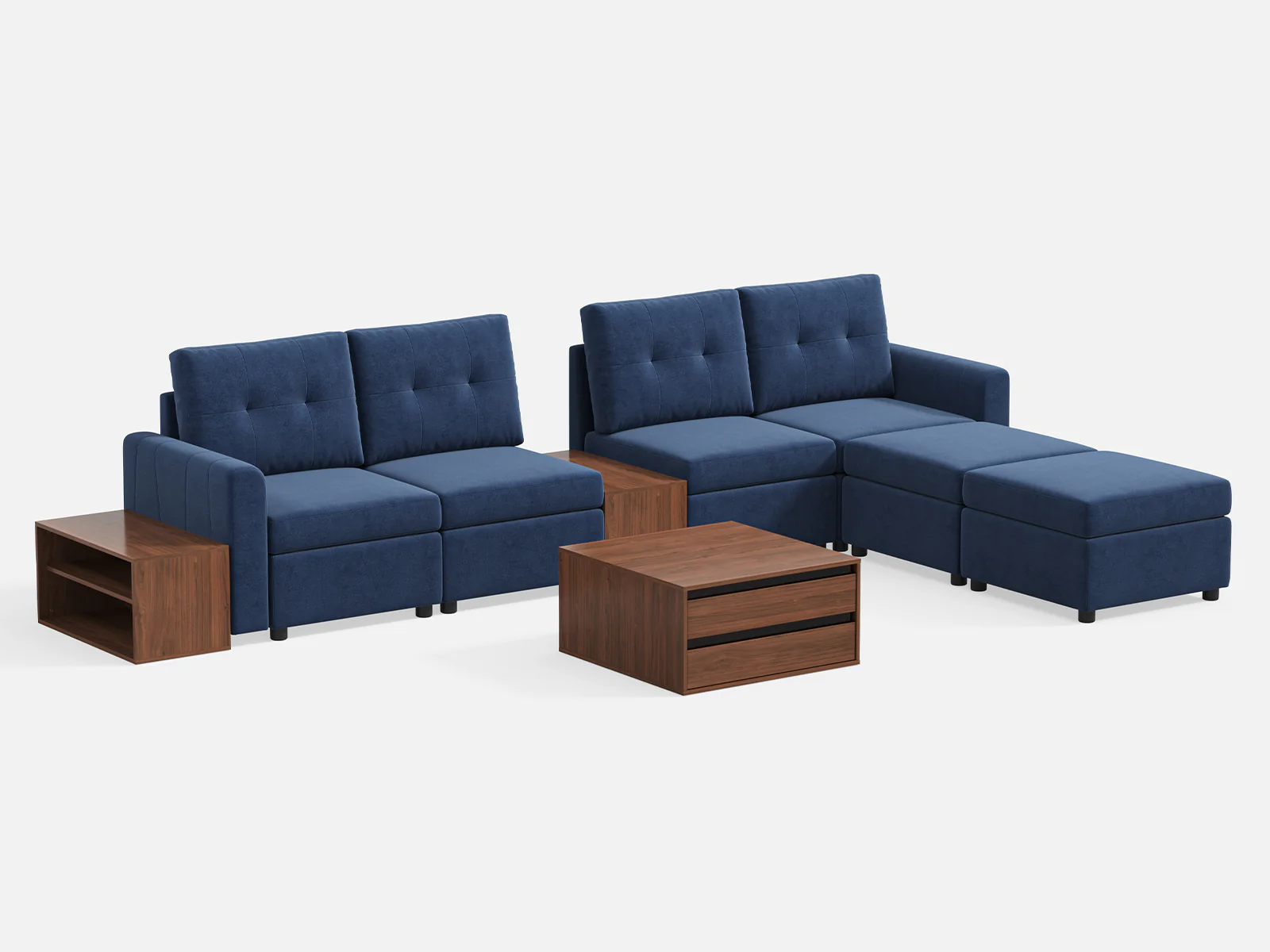 RUBIK III 4 Seats with 2 Ottomans & CABIK I Modular Storage Cabinet - Image 3