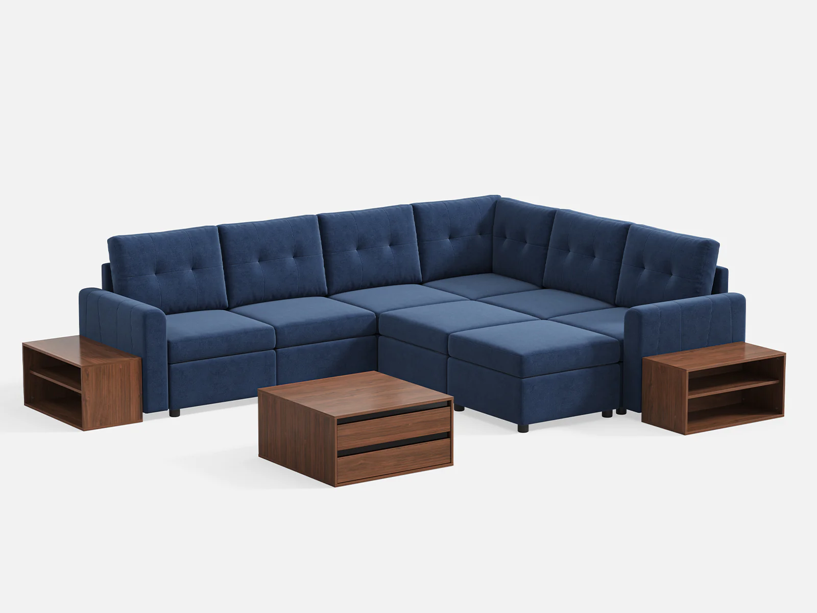 RUBIK III 5 Seats with Corner & 2 Ottomans & CABIK I Modular Storage Cabinet - Image 3