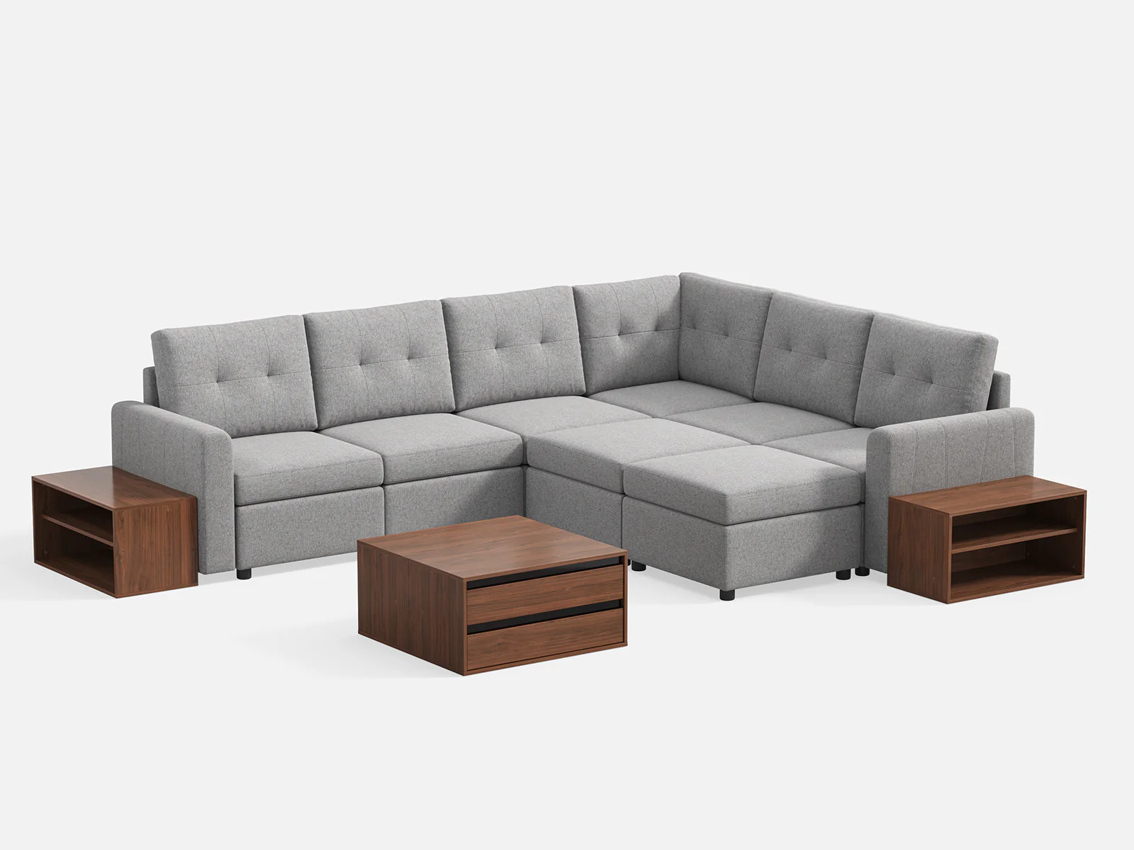 RUBIK III 5 Seats with Corner & 2 Ottomans & CABIK I Modular Storage Cabinet - Image 5