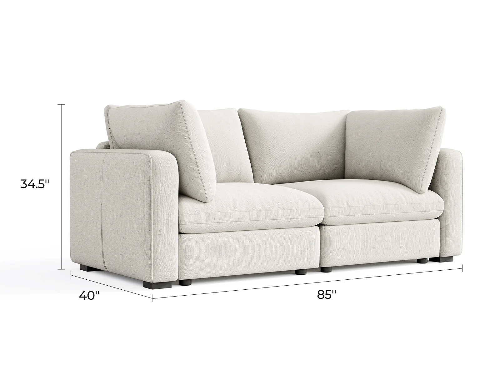 Rubik V Linen 2 Seats Couch - Image 7