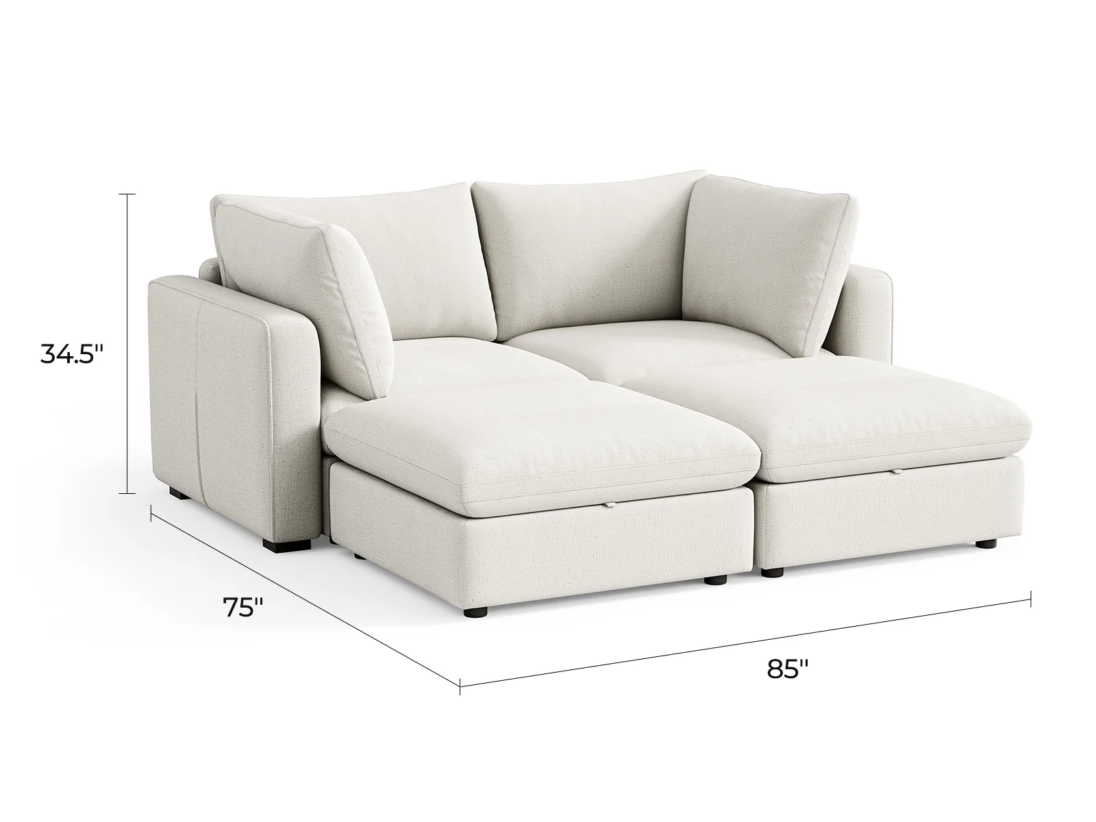 RUBIK V Linen 2 Seats with 2 Ottomans - Image 6