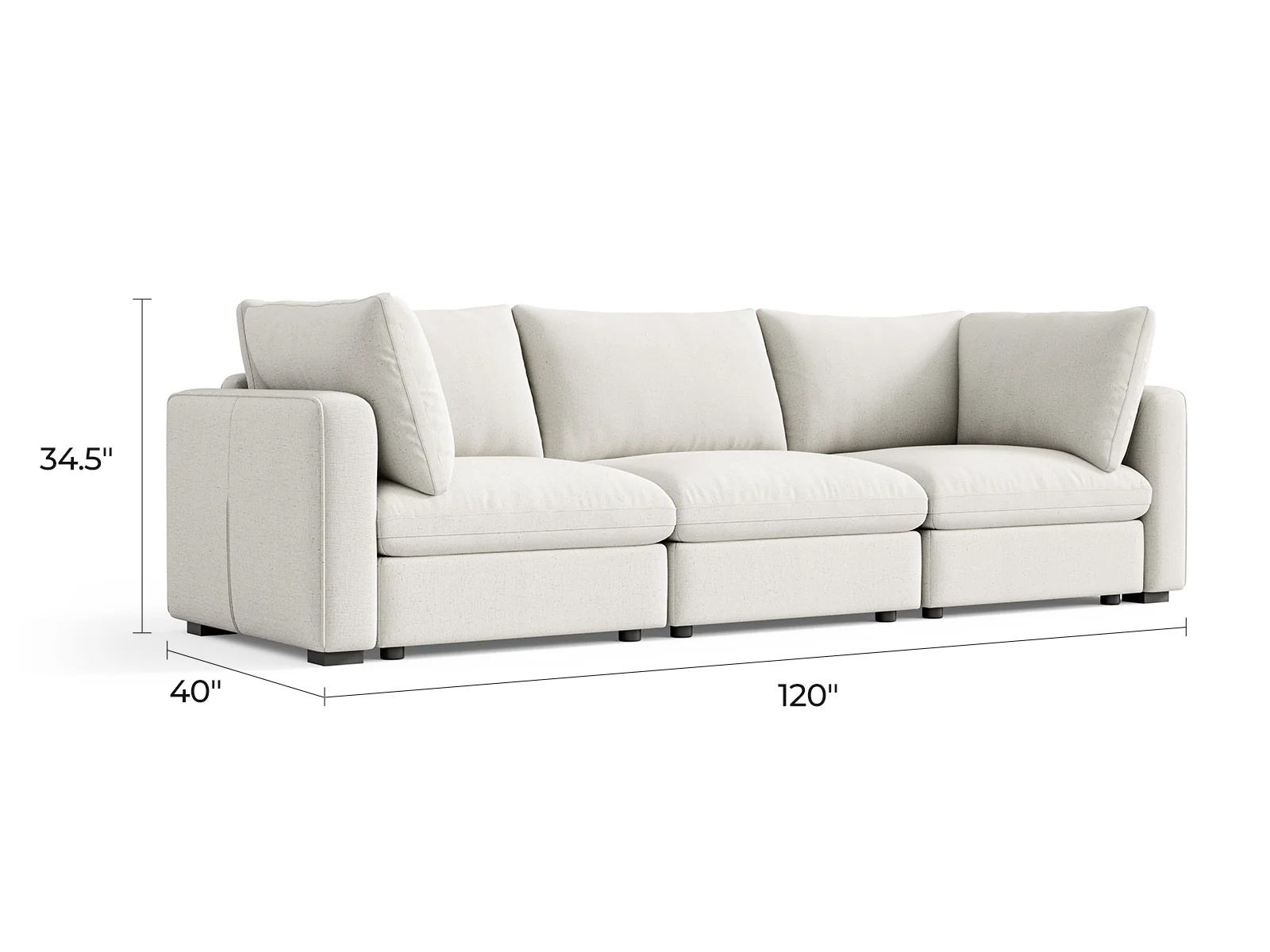 Rubik V Linen 3 Seats Couch - Image 7