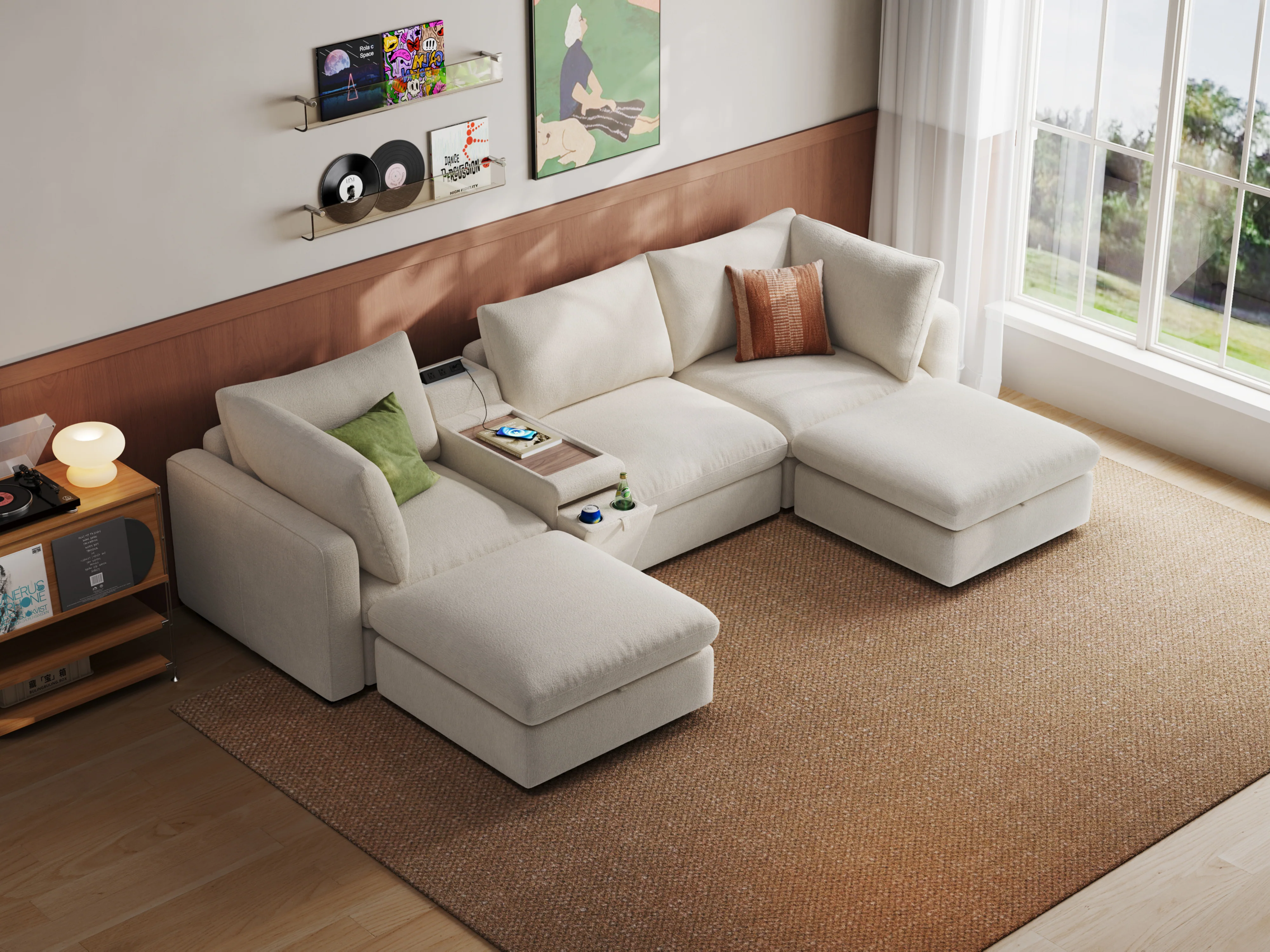 RUBIK V 3 Seats with 2 Ottomans & Console - Image 2