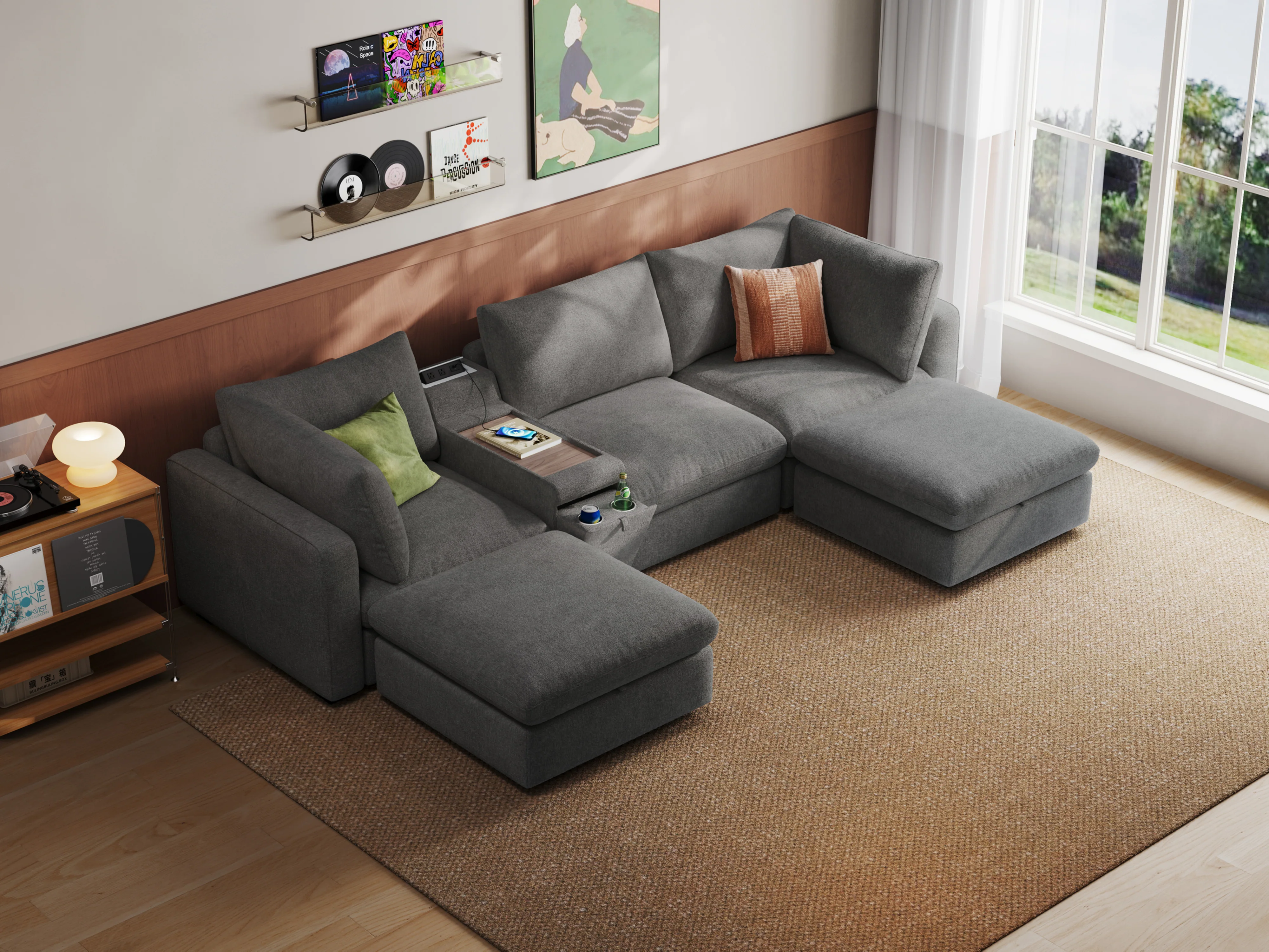 RUBIK V 3 Seats with 2 Ottomans & Console - Image 4
