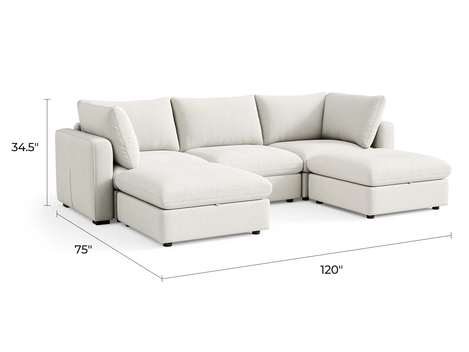 RUBIK V Linen 3 Seats with 2 Ottomans - Image 8