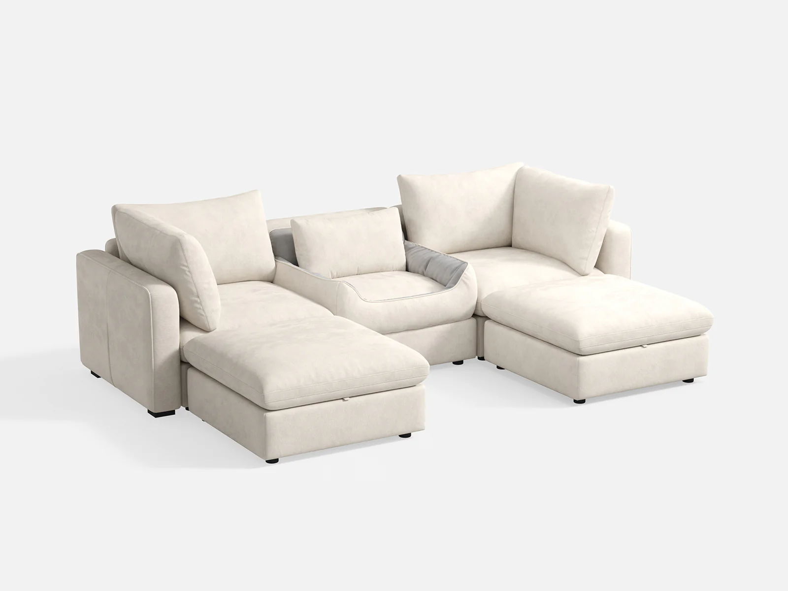 RUBIK V 3 Seats with 2 Ottomans & Pet Bed Module