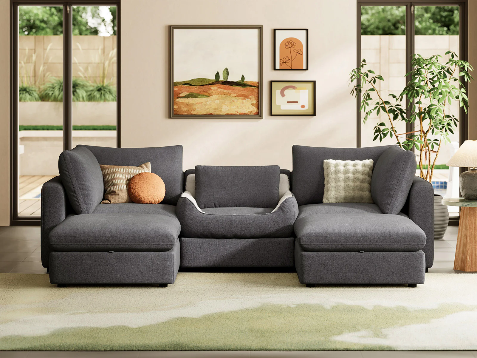 RUBIK V 3 Seats with 2 Ottomans & Pet Bed Module - Image 10