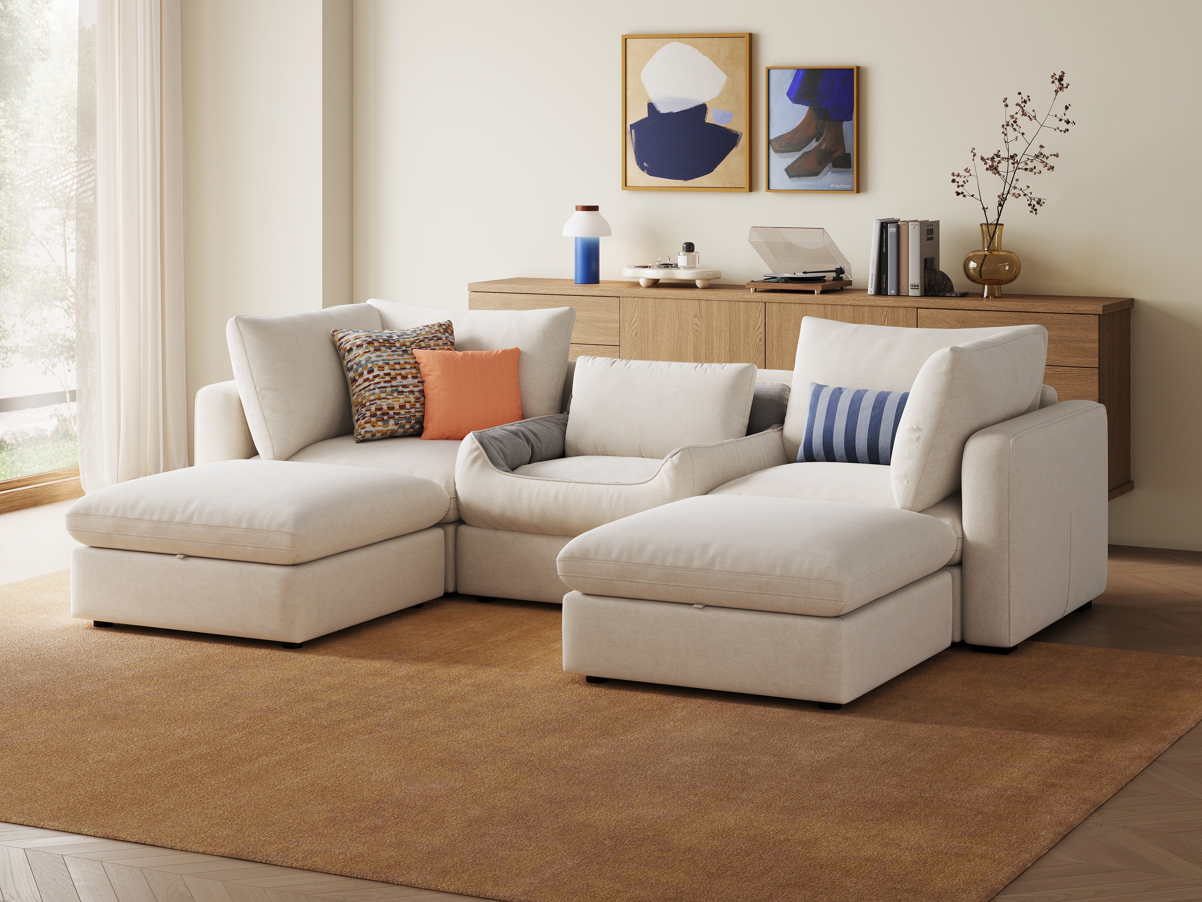 RUBIK V 3 Seats with 2 Ottomans & Pet Bed Module - Image 2