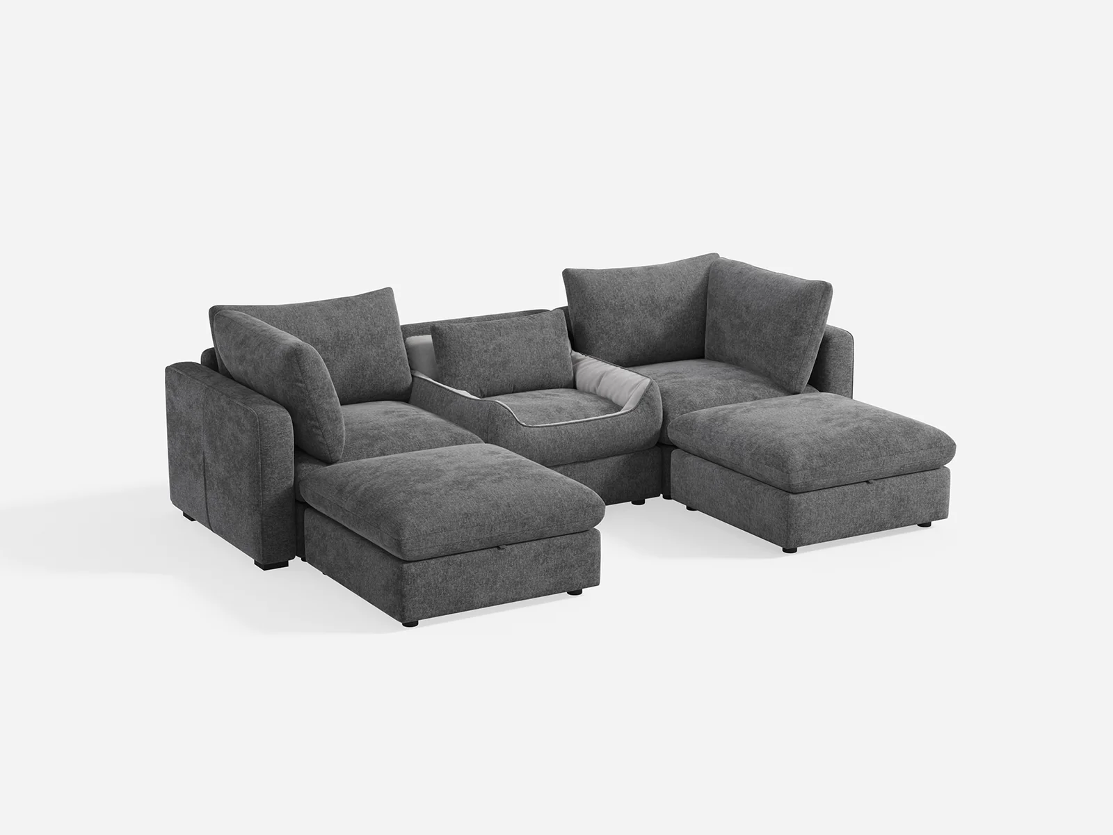RUBIK V 3 Seats with 2 Ottomans & Pet Bed Module - Image 3