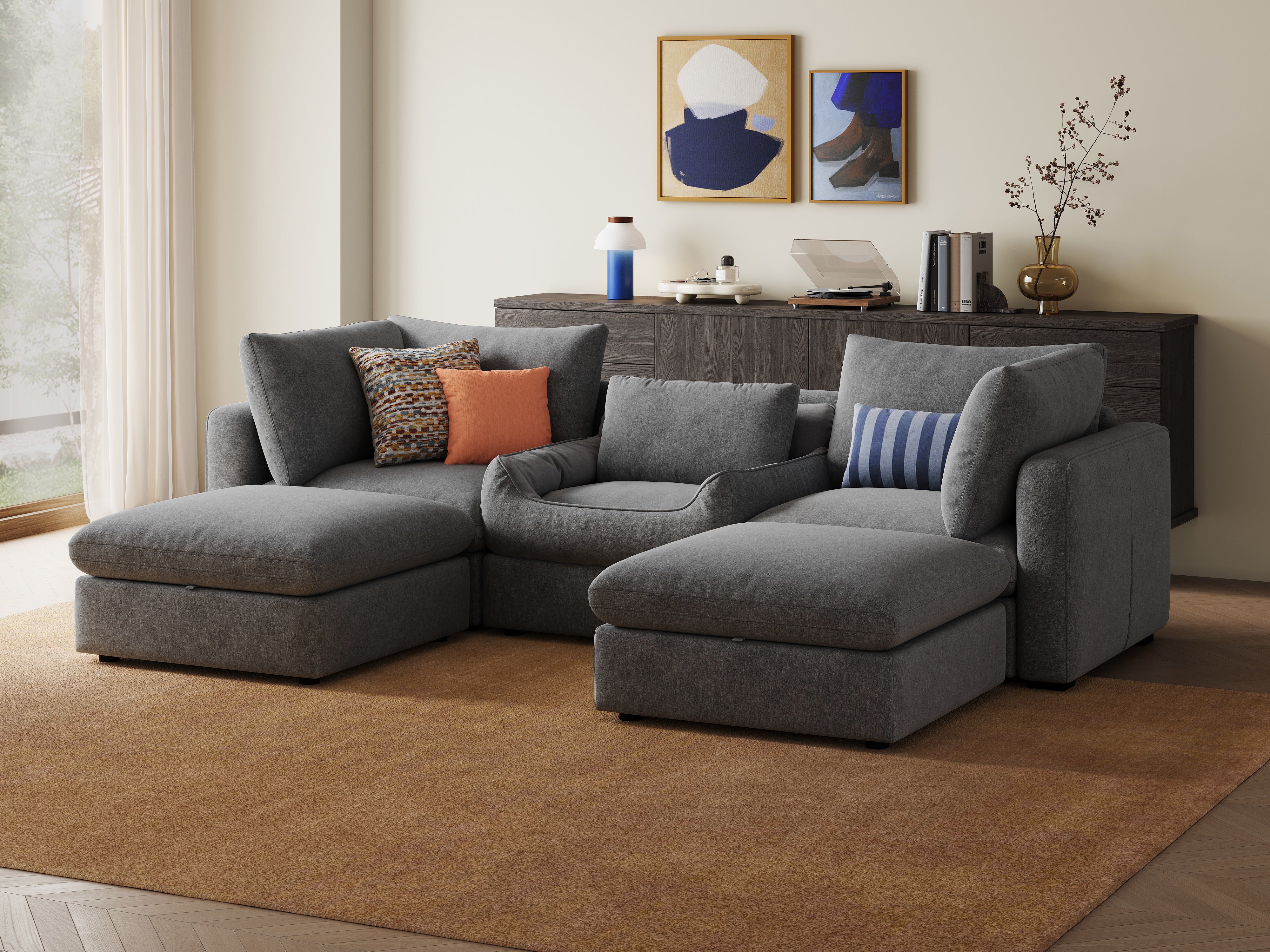 RUBIK V 3 Seats with 2 Ottomans & Pet Bed Module - Image 4