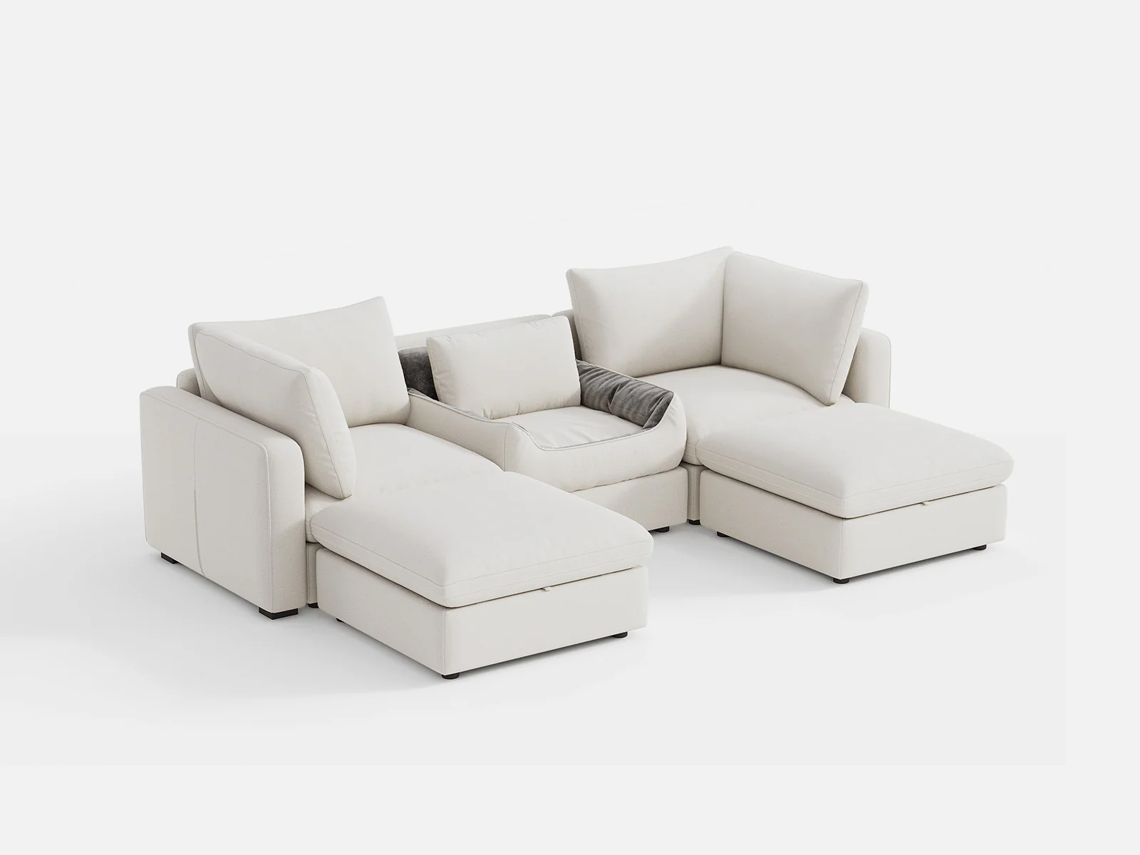 RUBIK V 3 Seats with 2 Ottomans & Pet Bed Module - Image 5