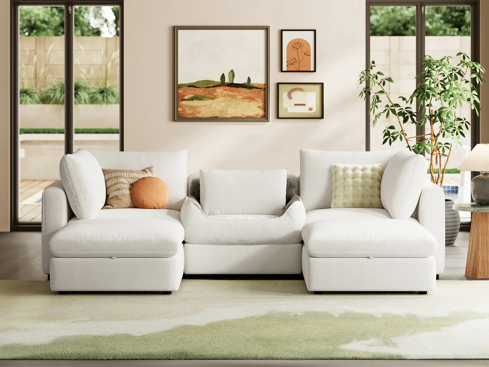 RUBIK V 3 Seats with 2 Ottomans & Pet Bed Module - Image 7