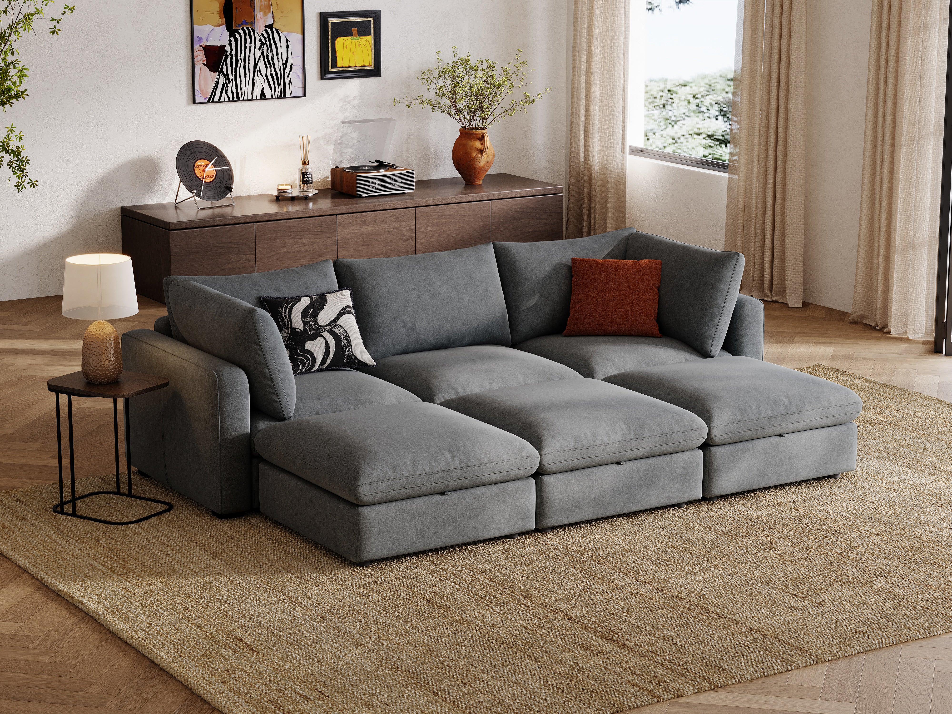 RUBIK V 3 Seats with 3 Ottomans - Image 5