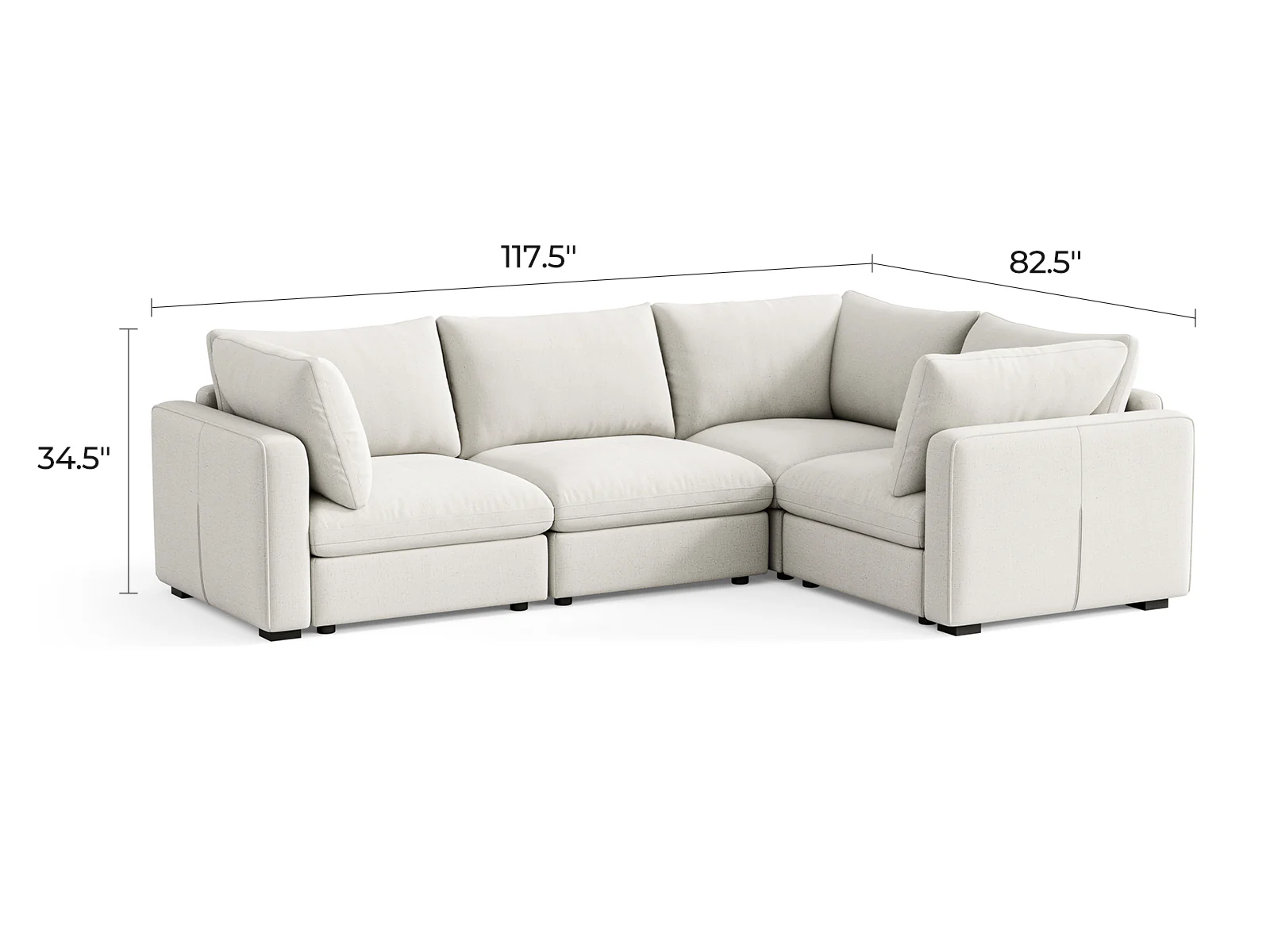 Rubik V Linen 3 Seats with Corner - Image 7