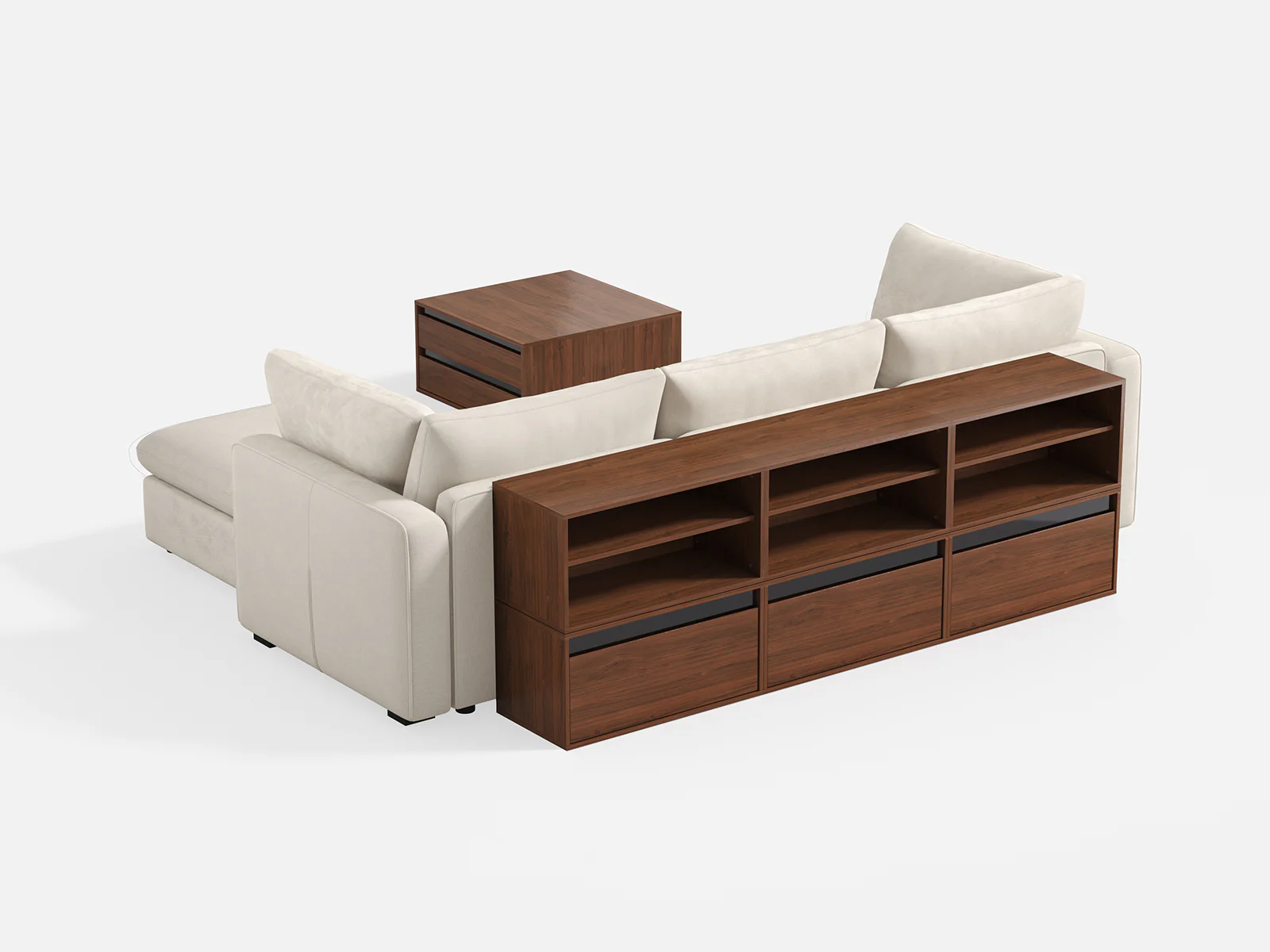 RUBIK V 3 Seats with Ottoman & CABIK I Modular Storage Cabinet - Image 2
