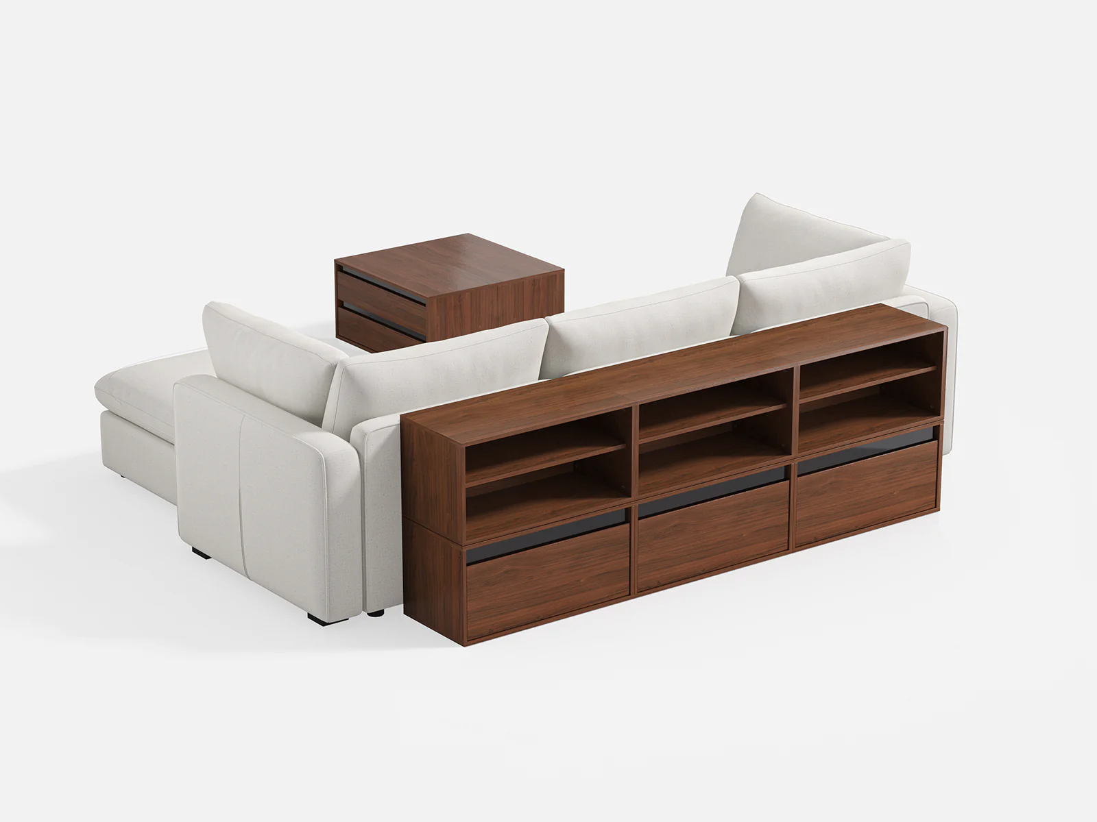 RUBIK V 3 Seats with Ottoman & CABIK I Modular Storage Cabinet - Image 3