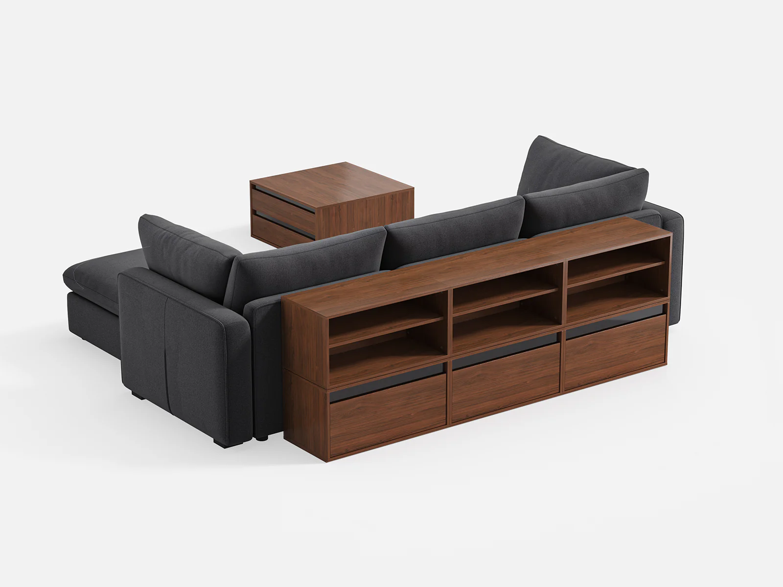 RUBIK V 3 Seats with Ottoman & CABIK I Modular Storage Cabinet - Image 4