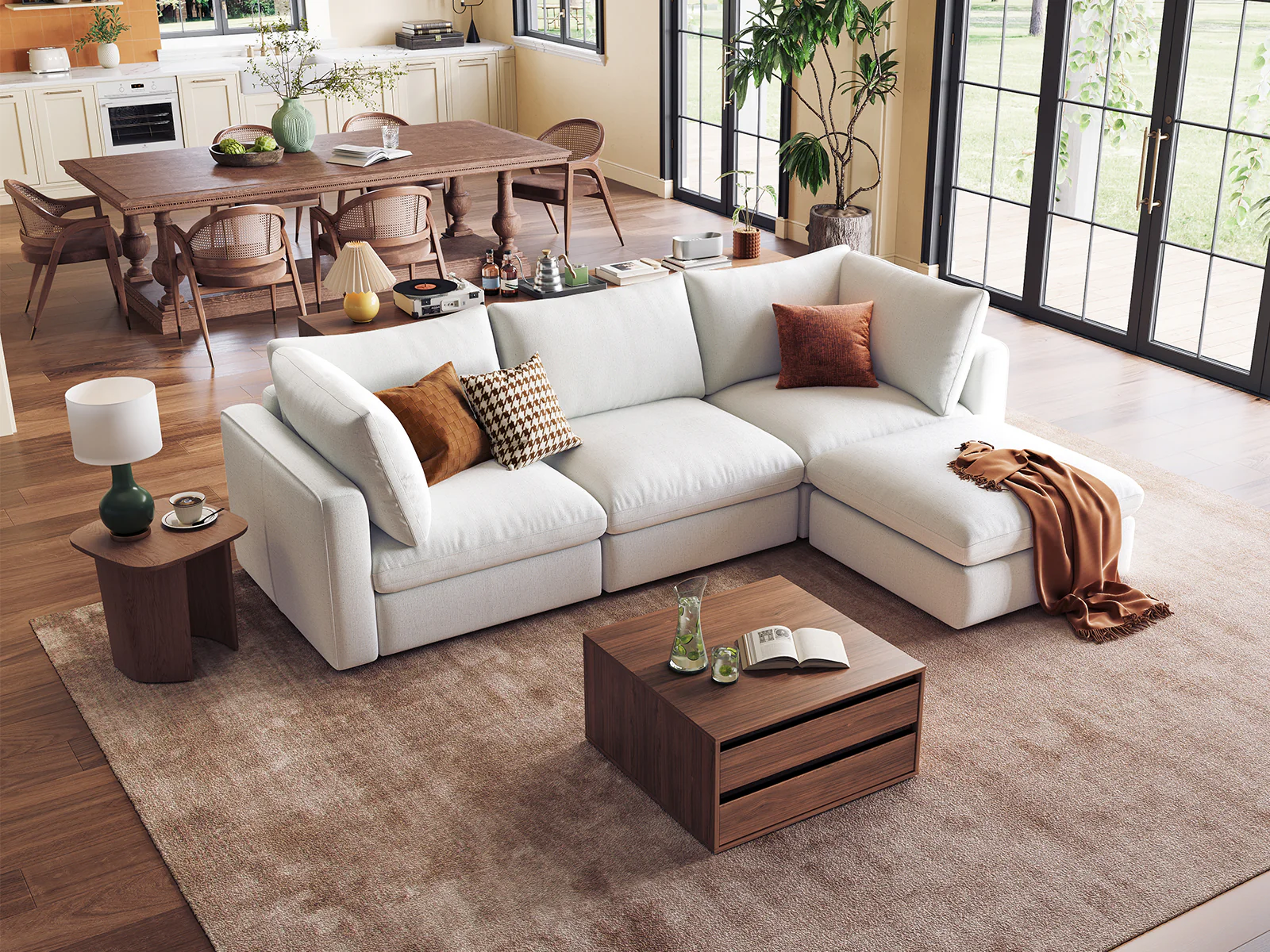 RUBIK V 3 Seats with Ottoman & CABIK I Modular Storage Cabinet - Image 6