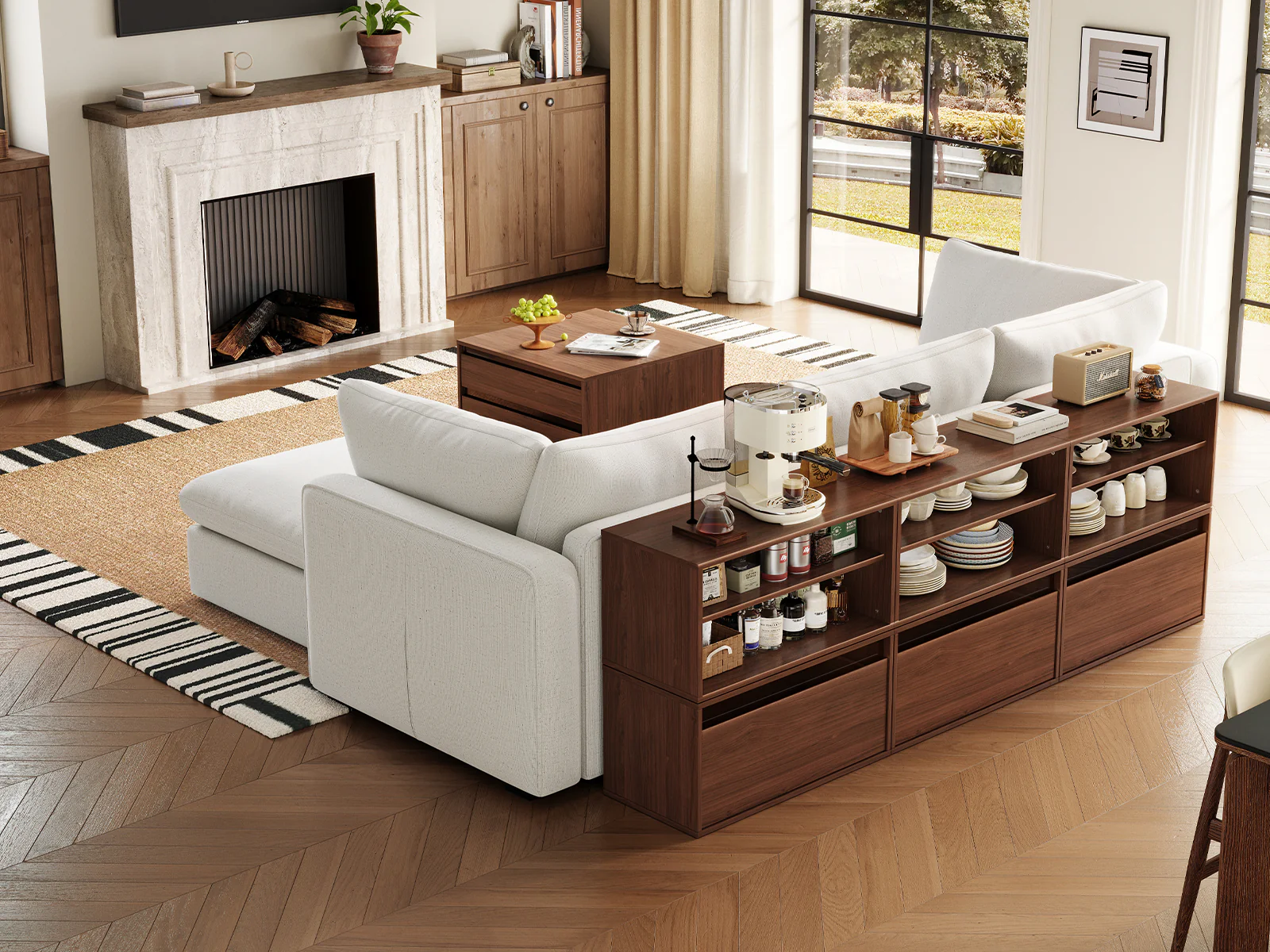 RUBIK V 3 Seats with Ottoman & CABIK I Modular Storage Cabinet - Image 7