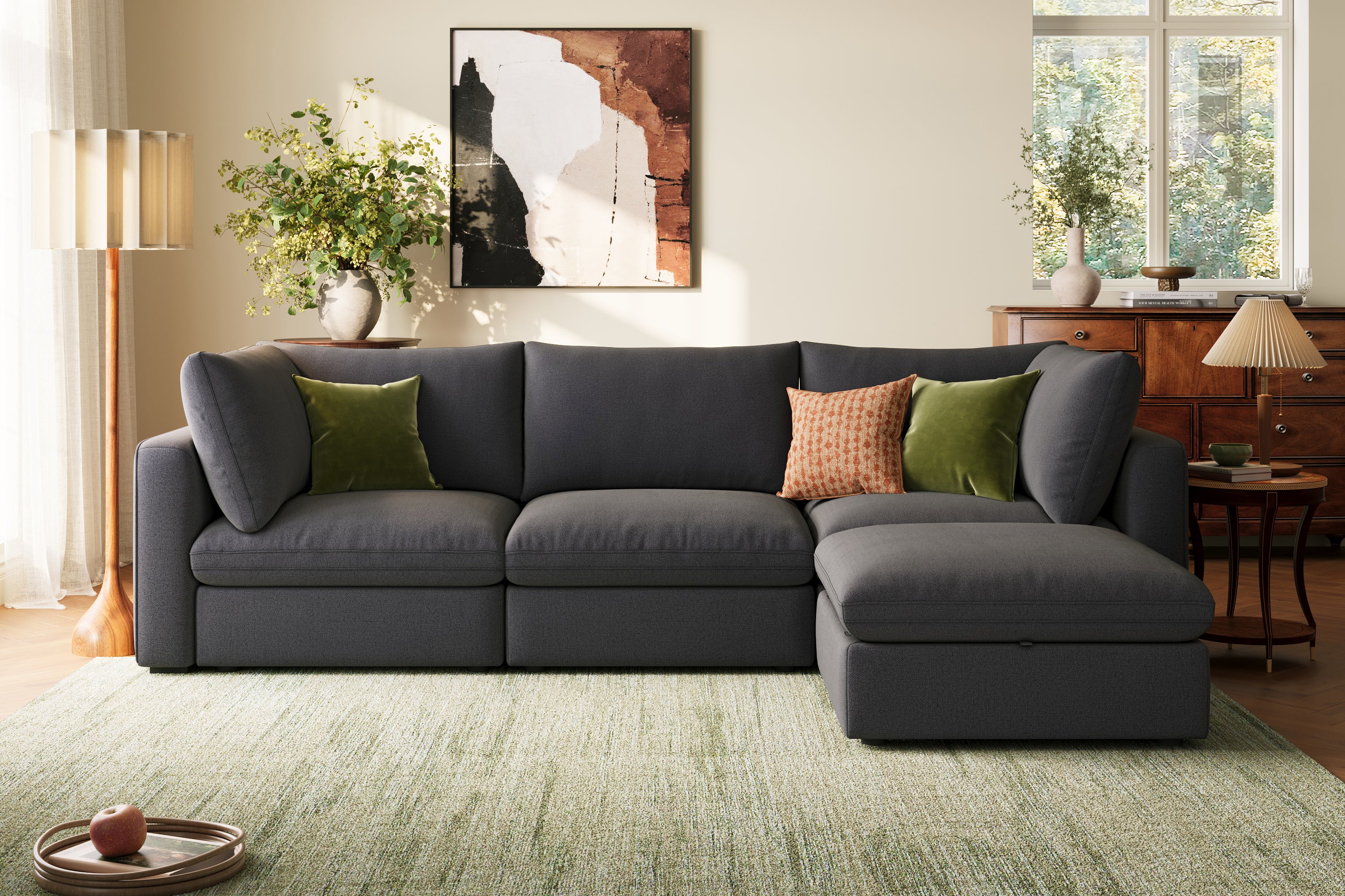 RUBIK V 3 Seats with Ottoman & CABIK I Modular Storage Cabinet - Image 8