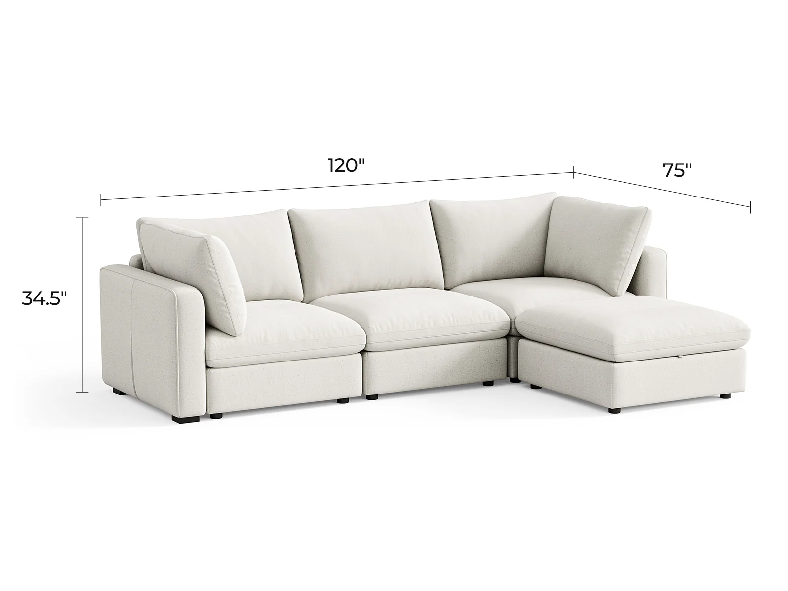 RUBIK V Linen 3 Seats with Ottoman - Image 9