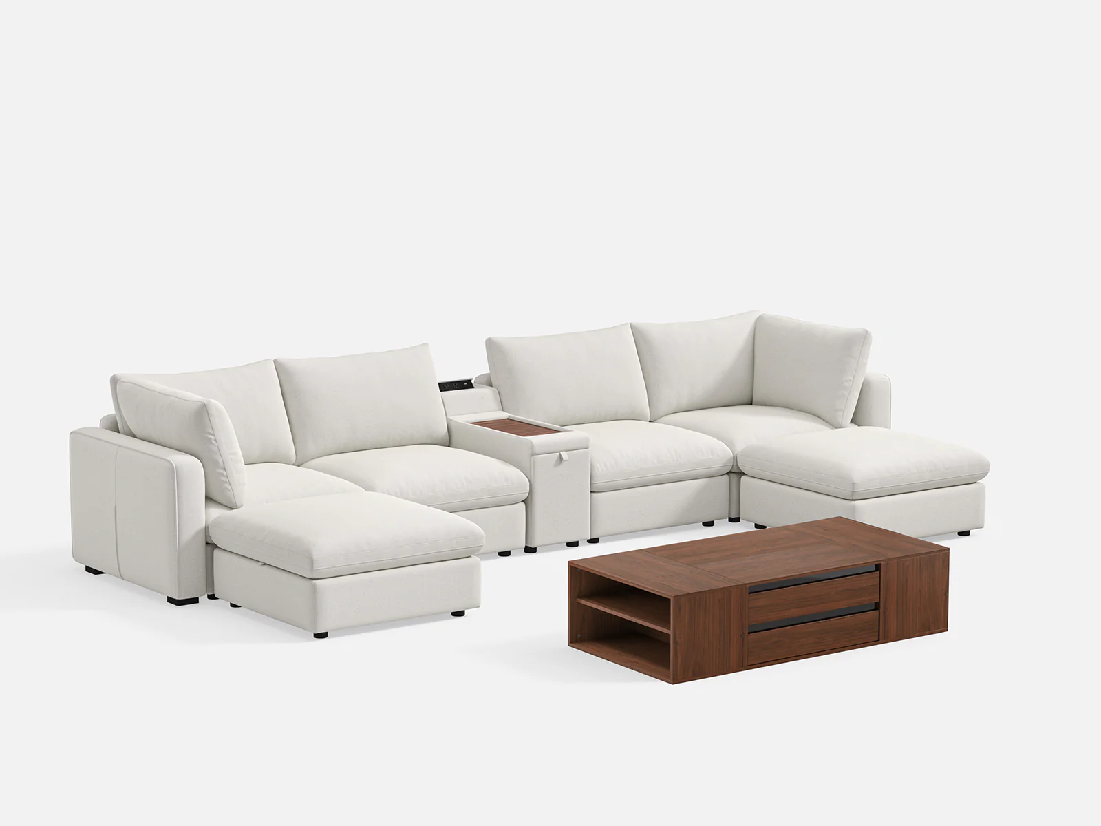 RUBIK V 4 Seats with 2 Ottomans & Console & CABIK I Modular Storage Cabinet - Image 2