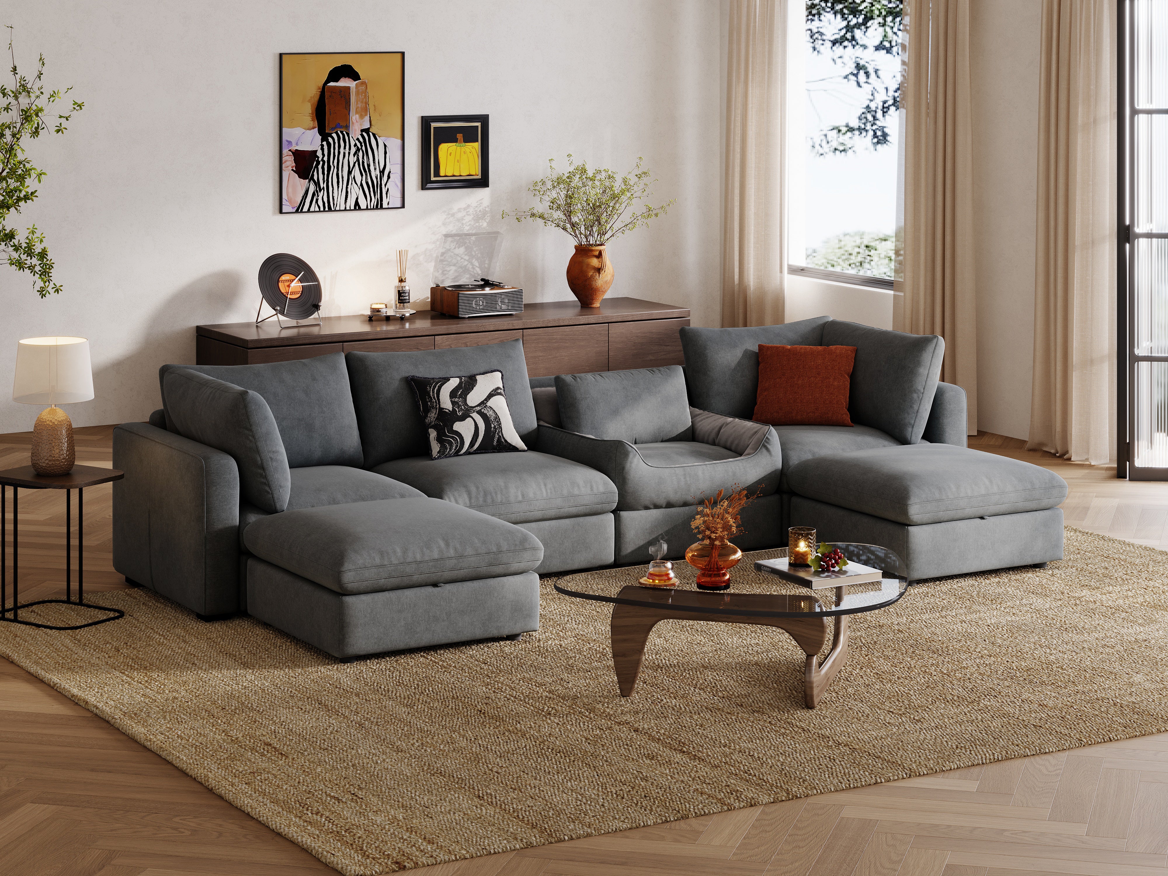 RUBIK V 4 Seats with 2 Ottomans & Pet Bed Module - Image 4