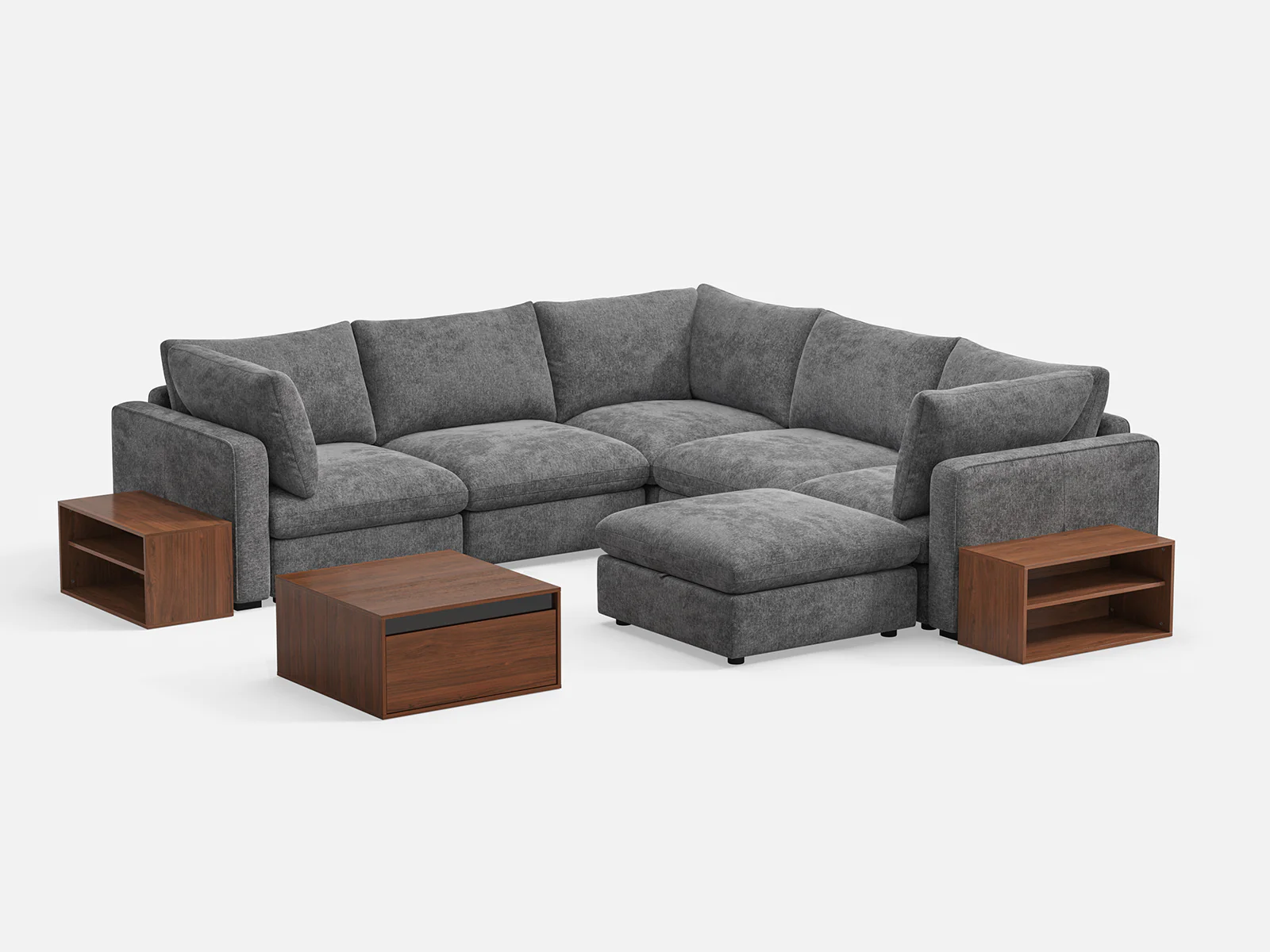 RUBIK V 4 Seats with Corner & Ottoman & CABIK I Modular Storage Cabinet - Image 2