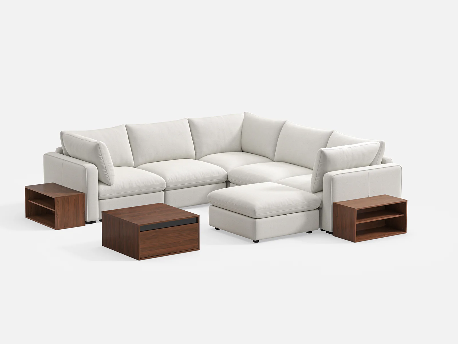 RUBIK V 4 Seats with Corner & Ottoman & CABIK I Modular Storage Cabinet - Image 3