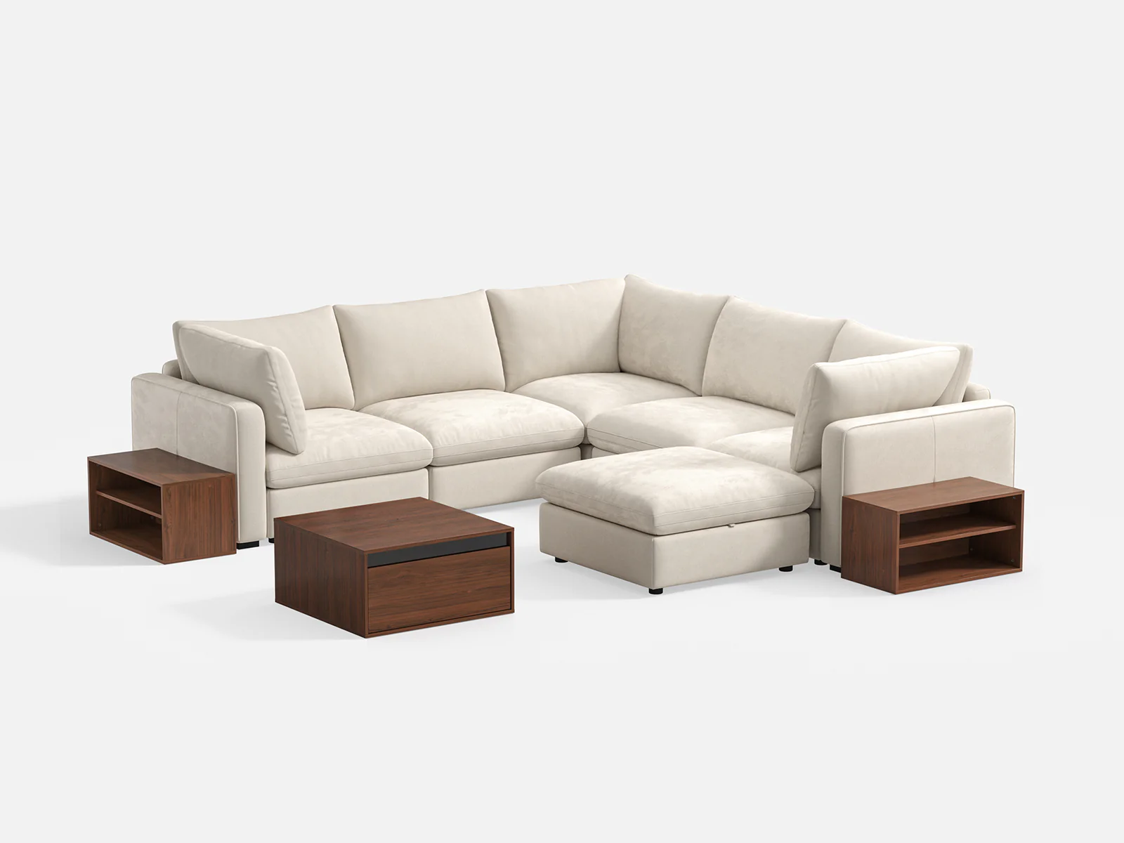 RUBIK V 4 Seats with Corner & Ottoman & CABIK I Modular Storage Cabinet - Image 4