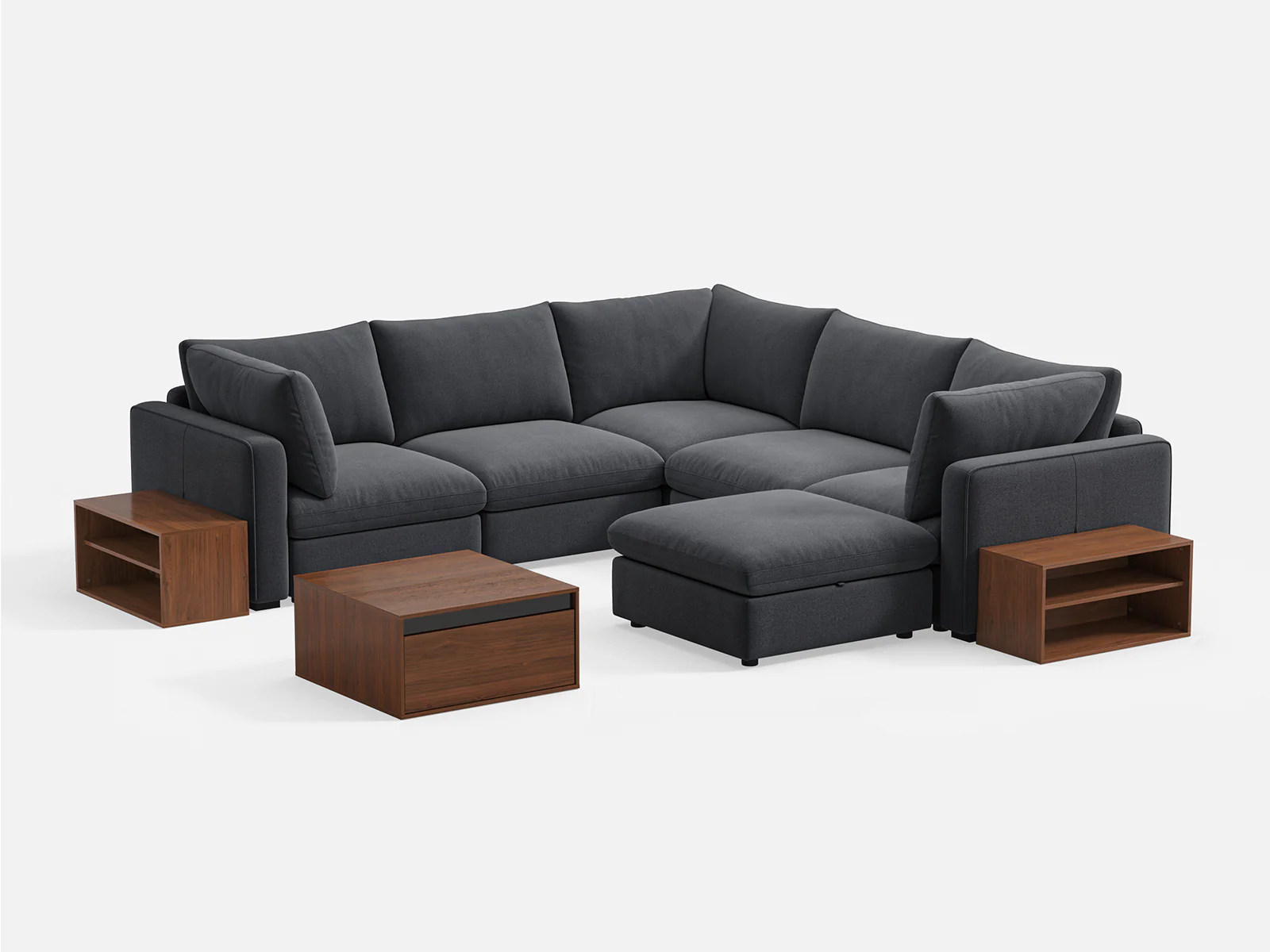 RUBIK V 4 Seats with Corner & Ottoman & CABIK I Modular Storage Cabinet - Image 5