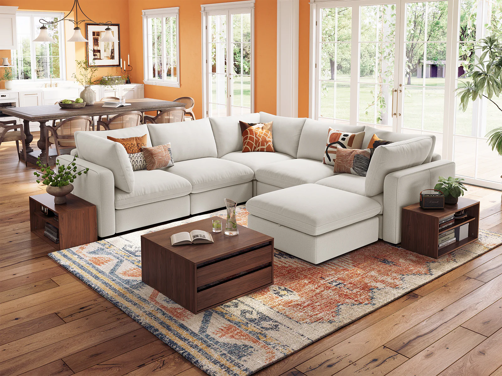 RUBIK V 4 Seats with Corner & Ottoman & CABIK I Modular Storage Cabinet - Image 6