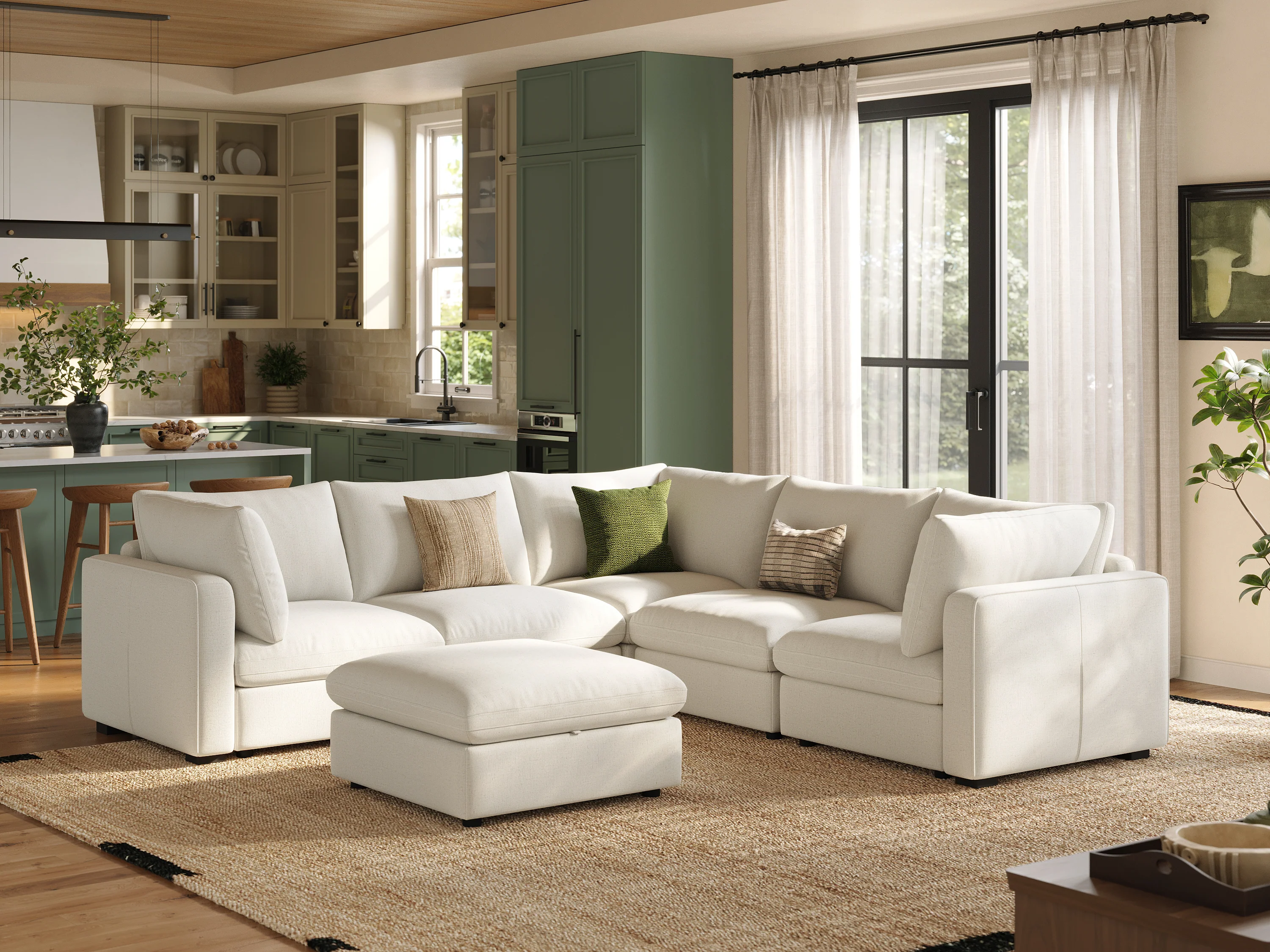 RUBIK V 4 Seats with Corner & Ottoman & CABIK I Modular Storage Cabinet - Image 9